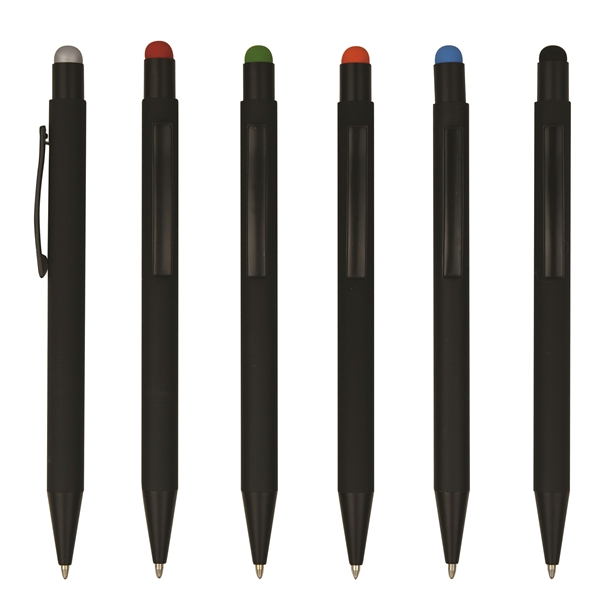 Colored Chromed Engraving Metal Ballpoint Pen with Stylus 2