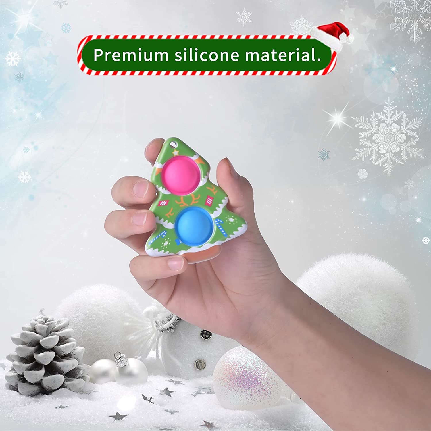 Christmas Mini Pop Fidget Simple Dimple Bubble Sensory Toy for Kids and Adults 16