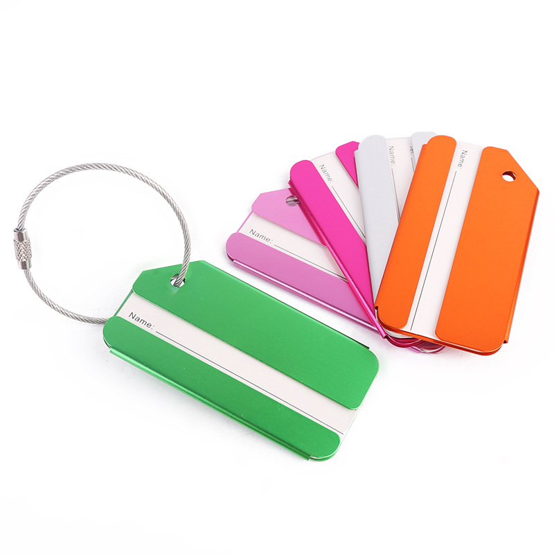Aluminum Alloy Travel Luggage Tag w/Stainless Steel Rope 3