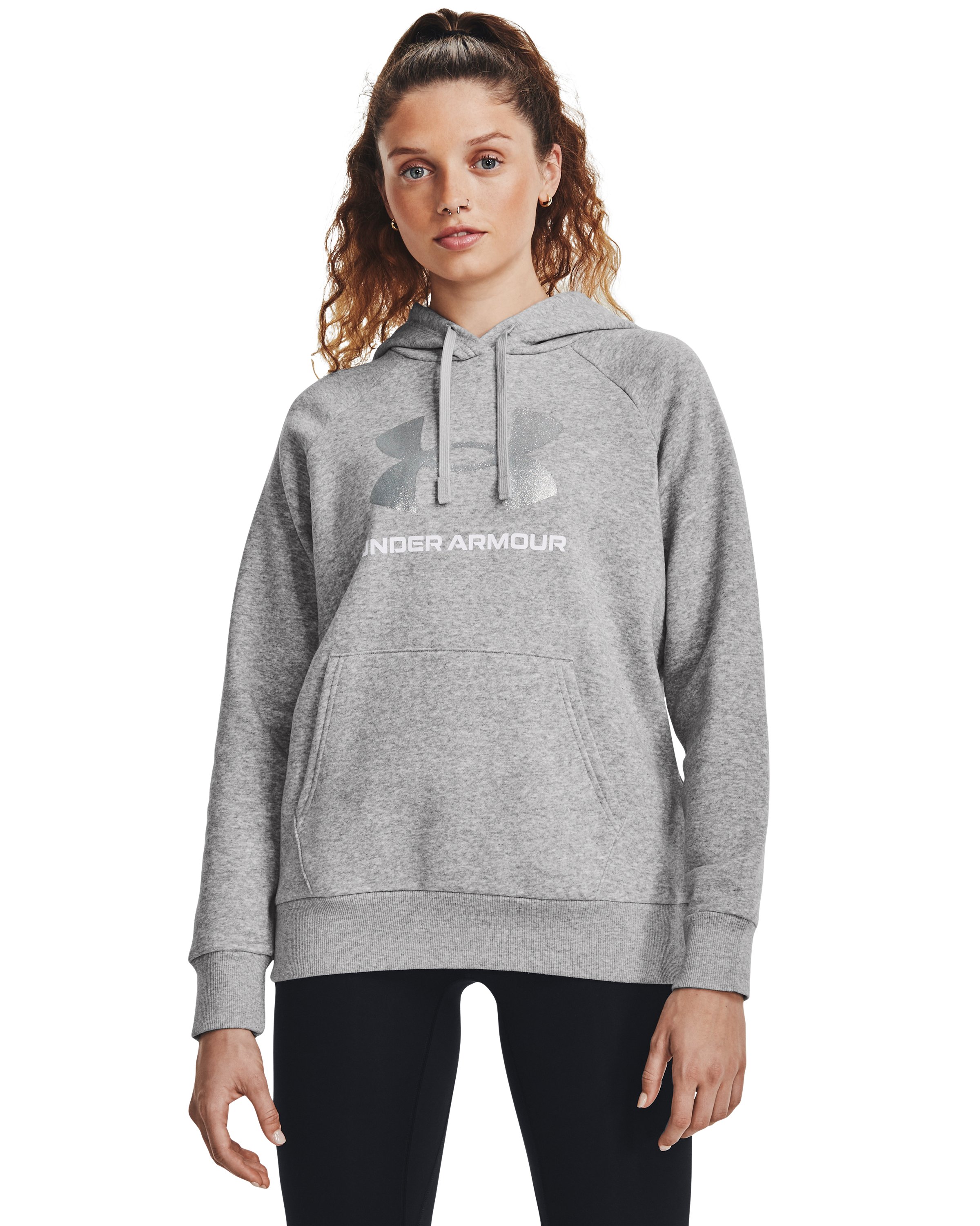 UA Rival Fleece Glitter Big Logo Women's Hoodie, custom hoodie or sweatshirt with logo imprint 2
