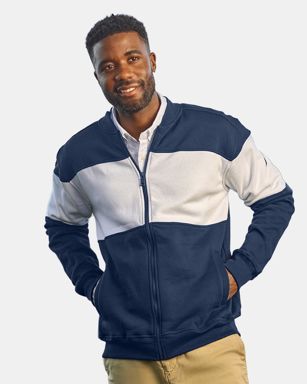Unisex Anchor Fleece Colorblocked Bomber Jacket - N17928 5