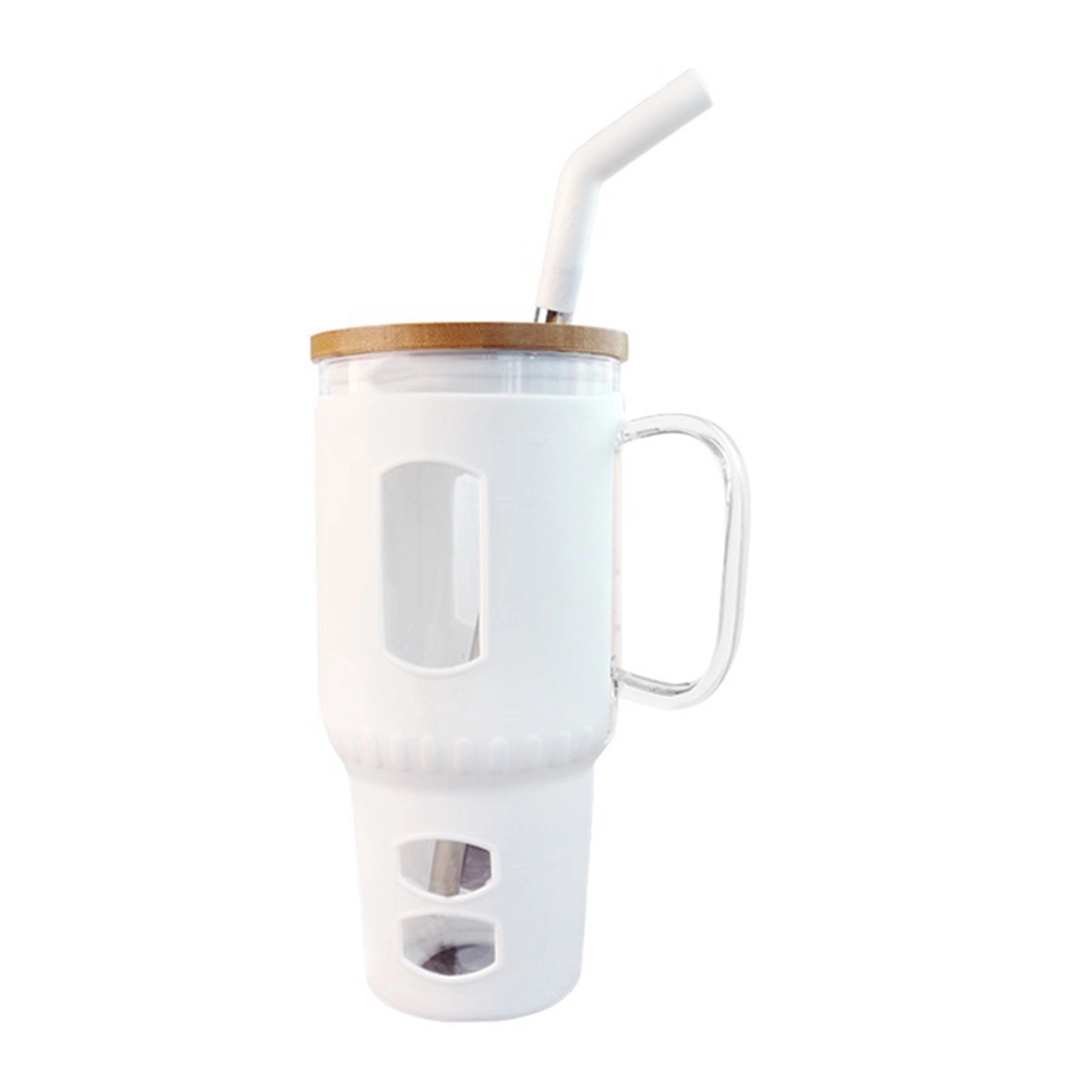 32 Oz. Glass Water Tumbler with Bamboo Lid & Straw 13