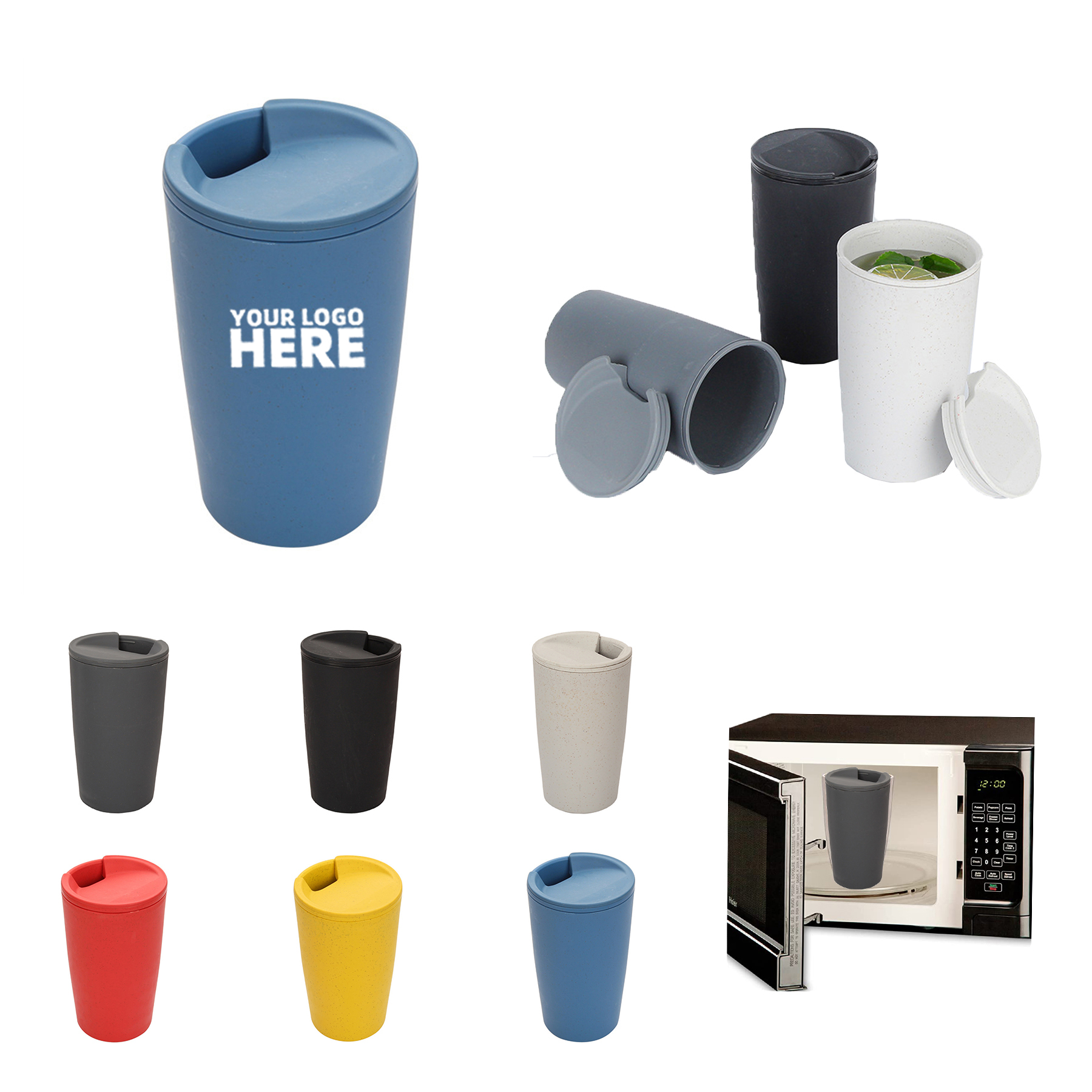 Wheat straw coffee cup with lid 1
