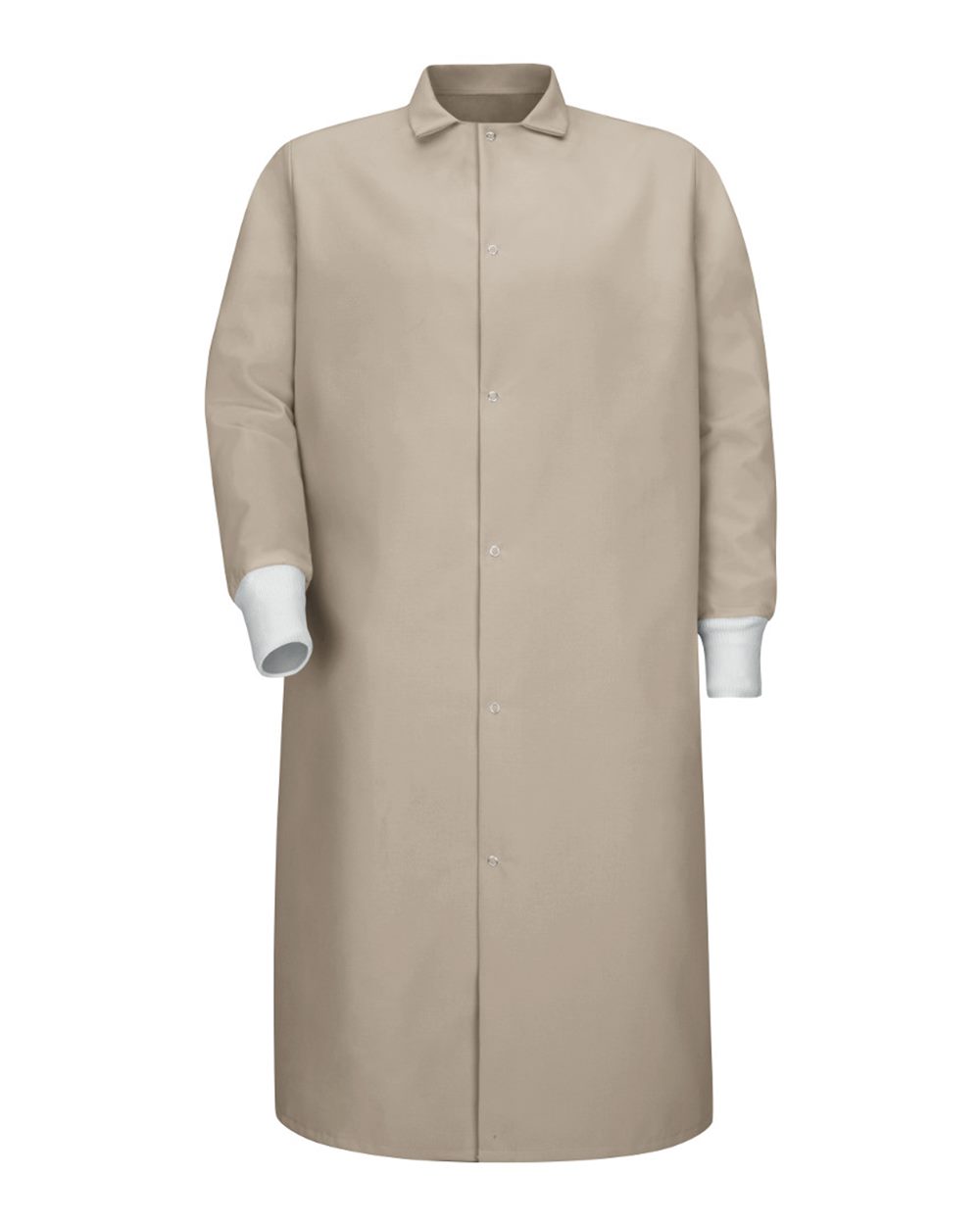 Unisex Gripper-Front Pocketless Butcher Coat With Knit Cuffs - KS60 12
