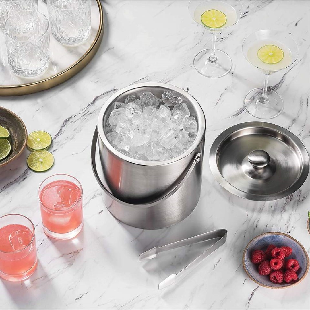 Stainless Steel Insulated Ice Bucket With Lid 2