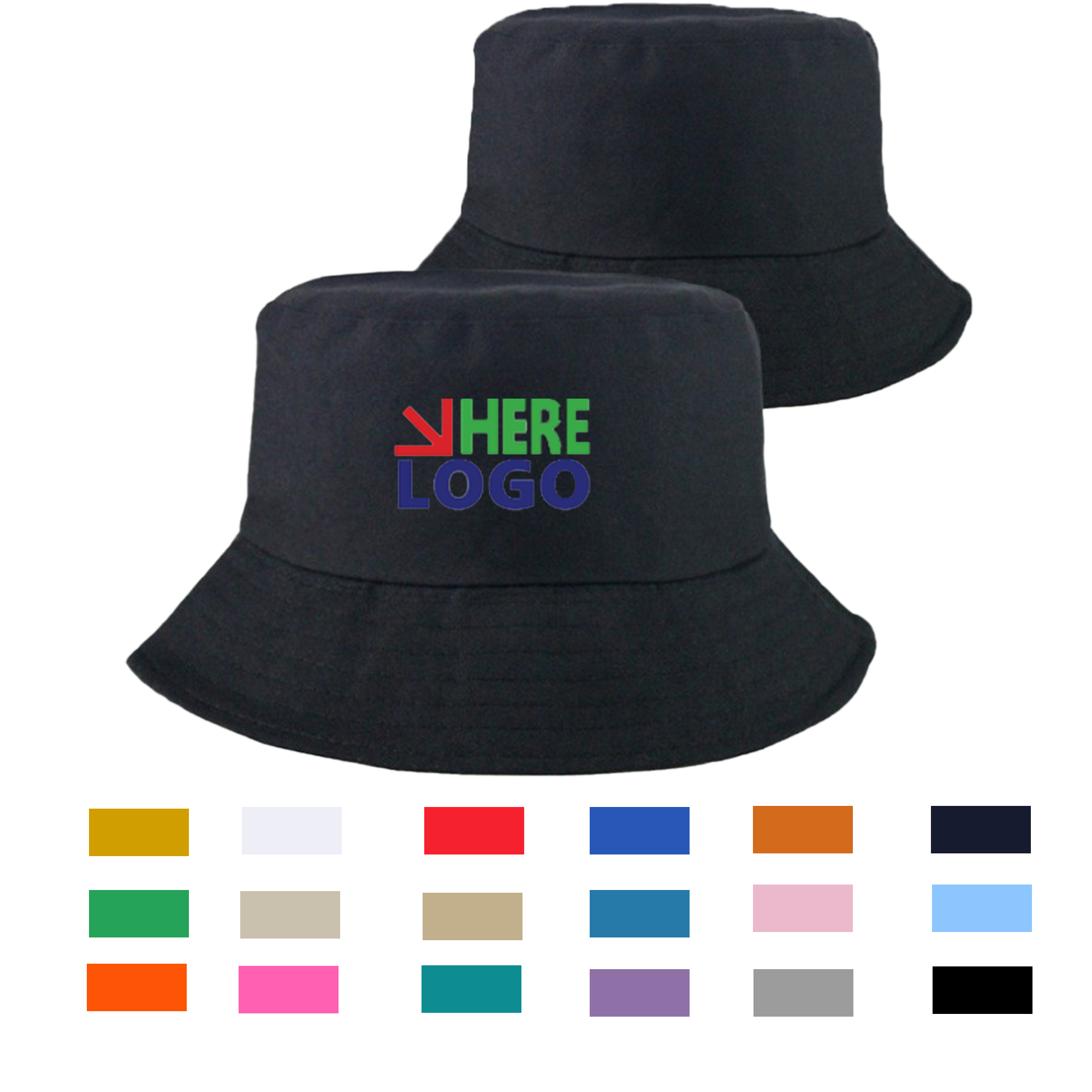 Custom Cotton Bucket Hat with Heat Transfer Logo 2