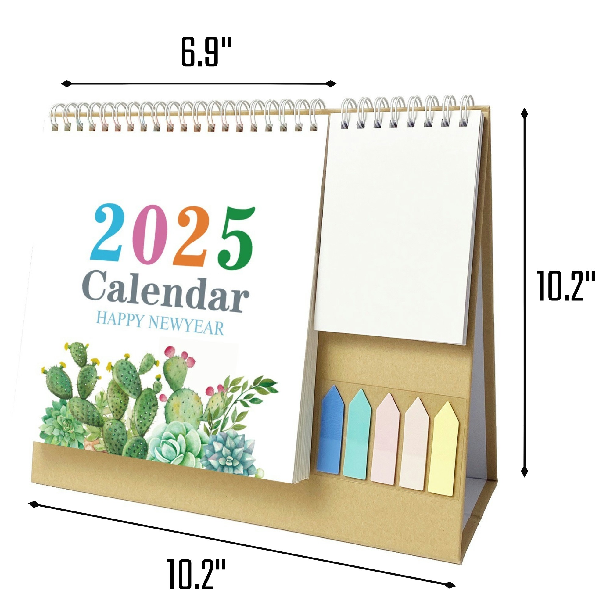18 Months 10.2"*10.2" Cactus Desk Calendar From Jan 2025 To June 2026 1