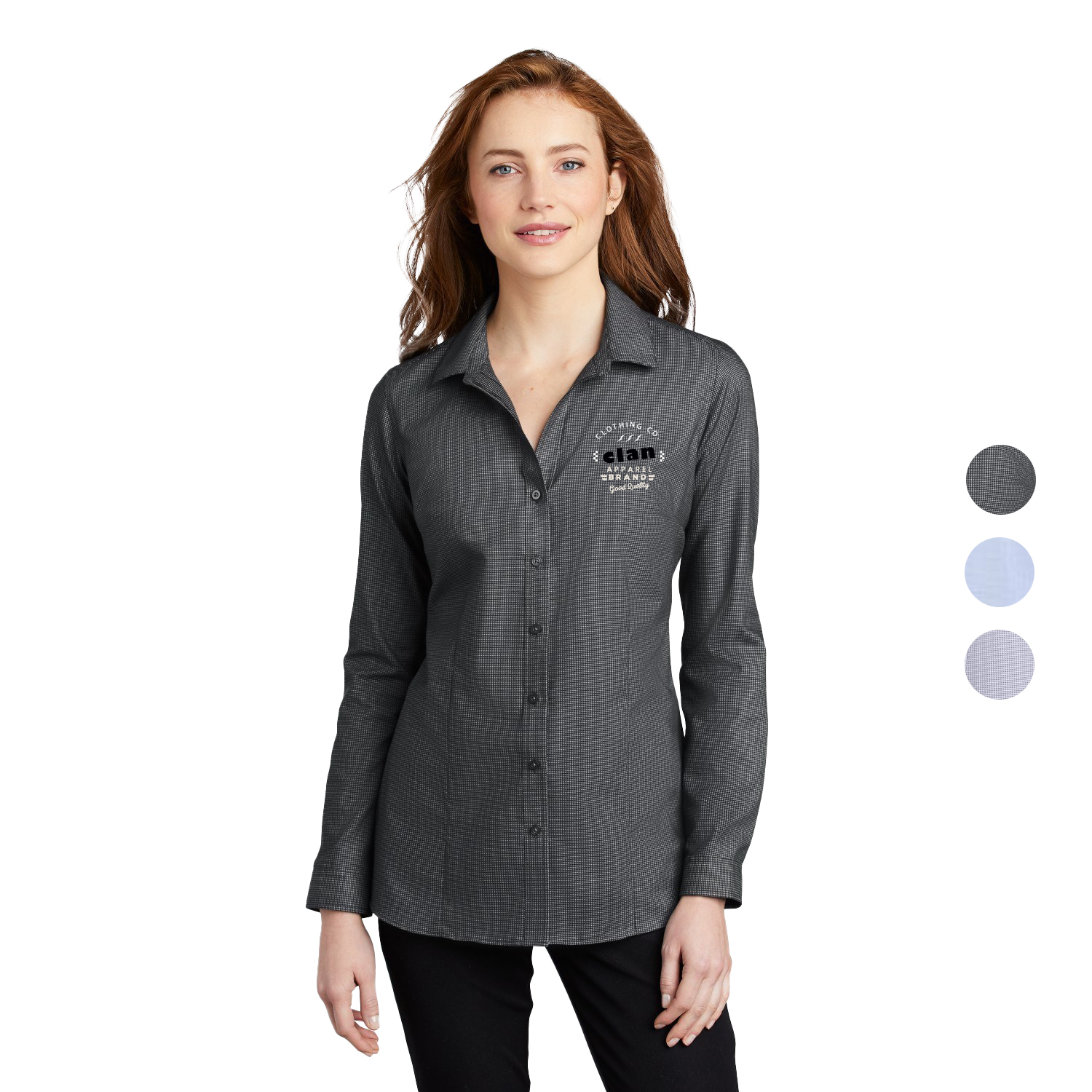 Port Authority Ladies Pincheck Easy Care Shirt 3.4 oz Custom 3