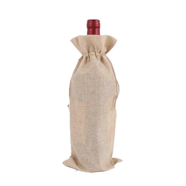 Jute Drawstring Wine Bag 4