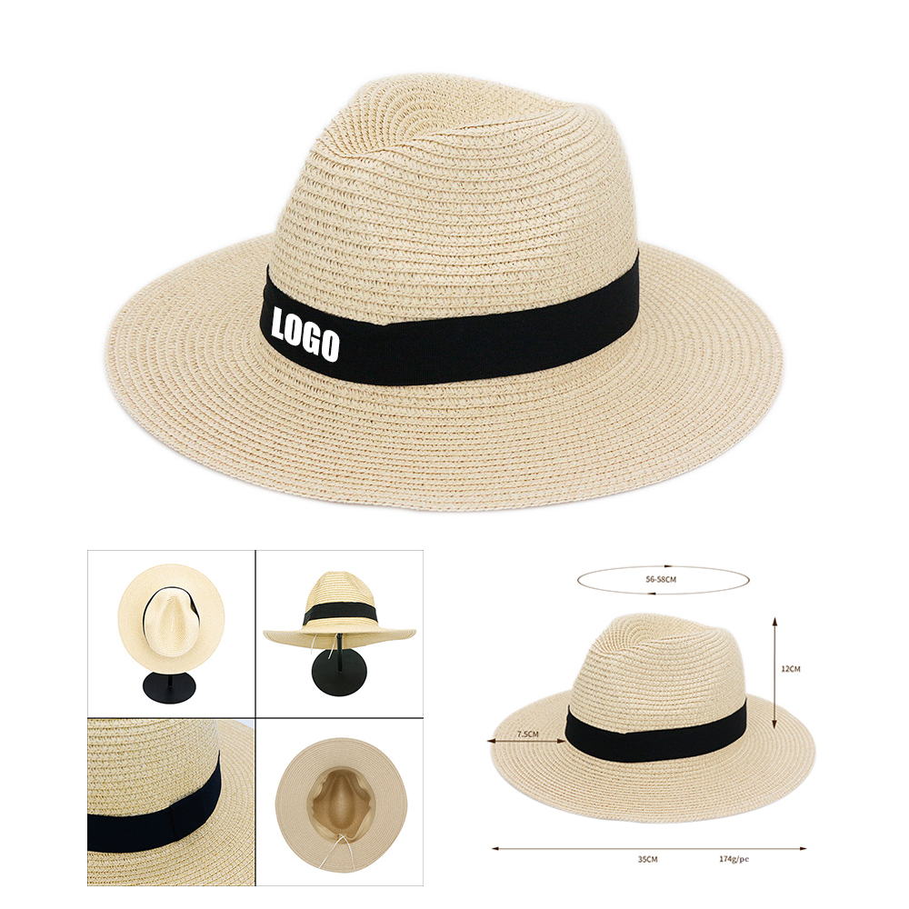 Knitted Straw Hat With Custom Patch MOQ 50pcs 2