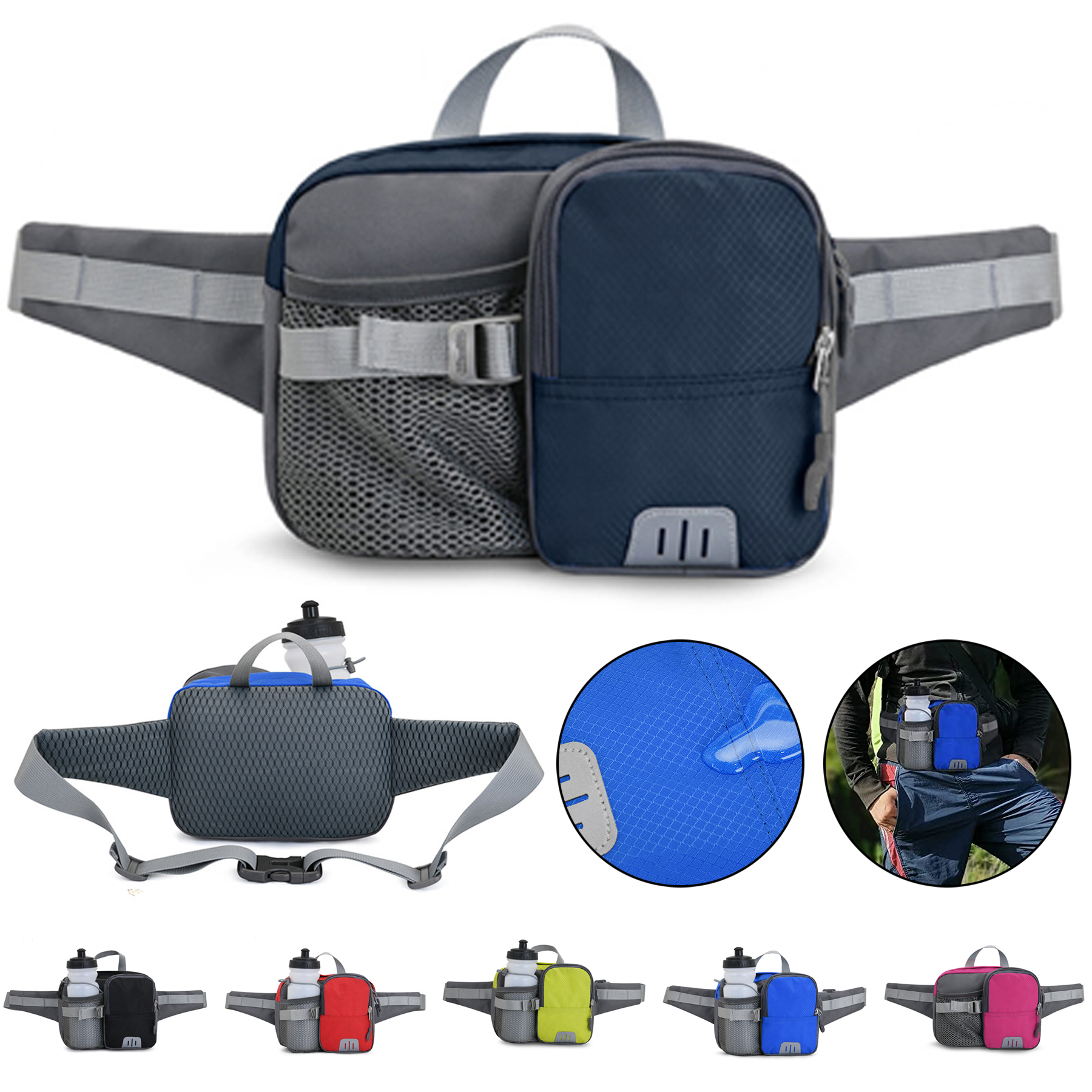 Fanny Pack With Water Bottle Holder And Reflective Strip 2
