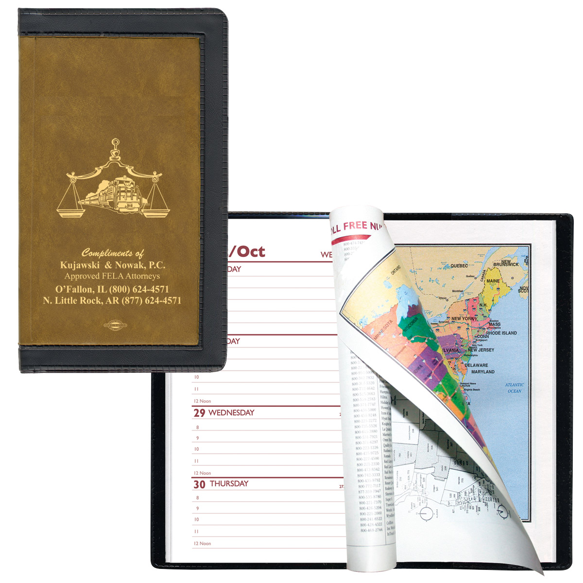 2 Tone Vinyl Cover Weekly Planner w/ 1 Color Insert & Map 2