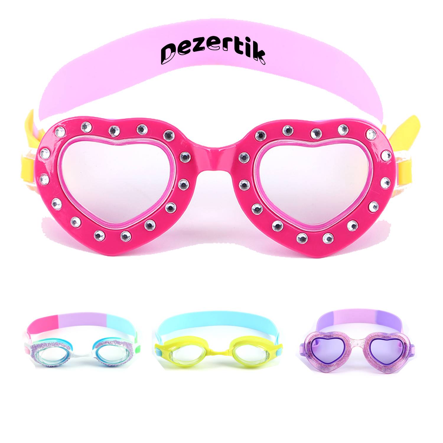 Adjustable Donut Heart-Shaped Silicone Swim Goggles for Kids