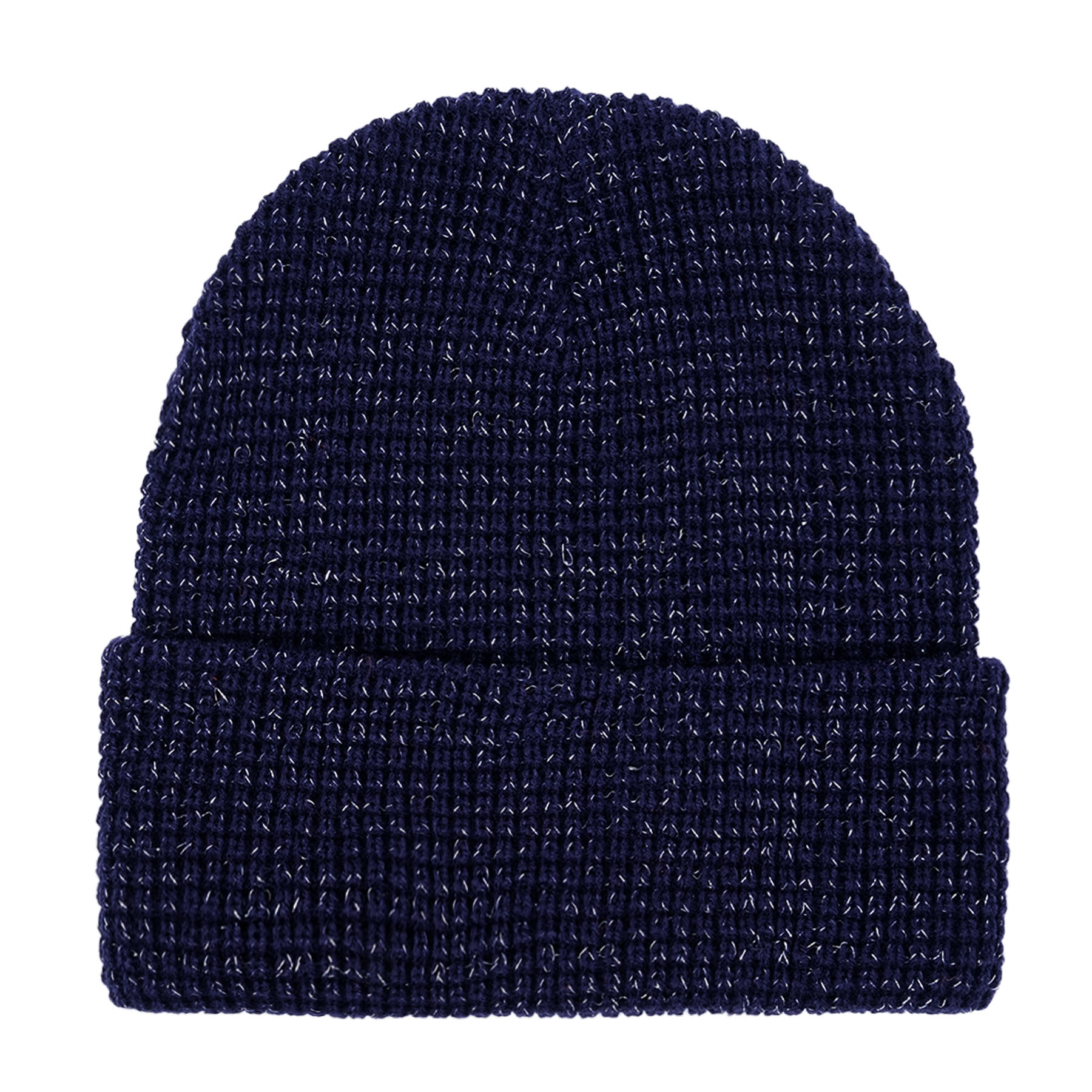 Shiny Waffle Knit Cuffed Beanie (Unisex) 6