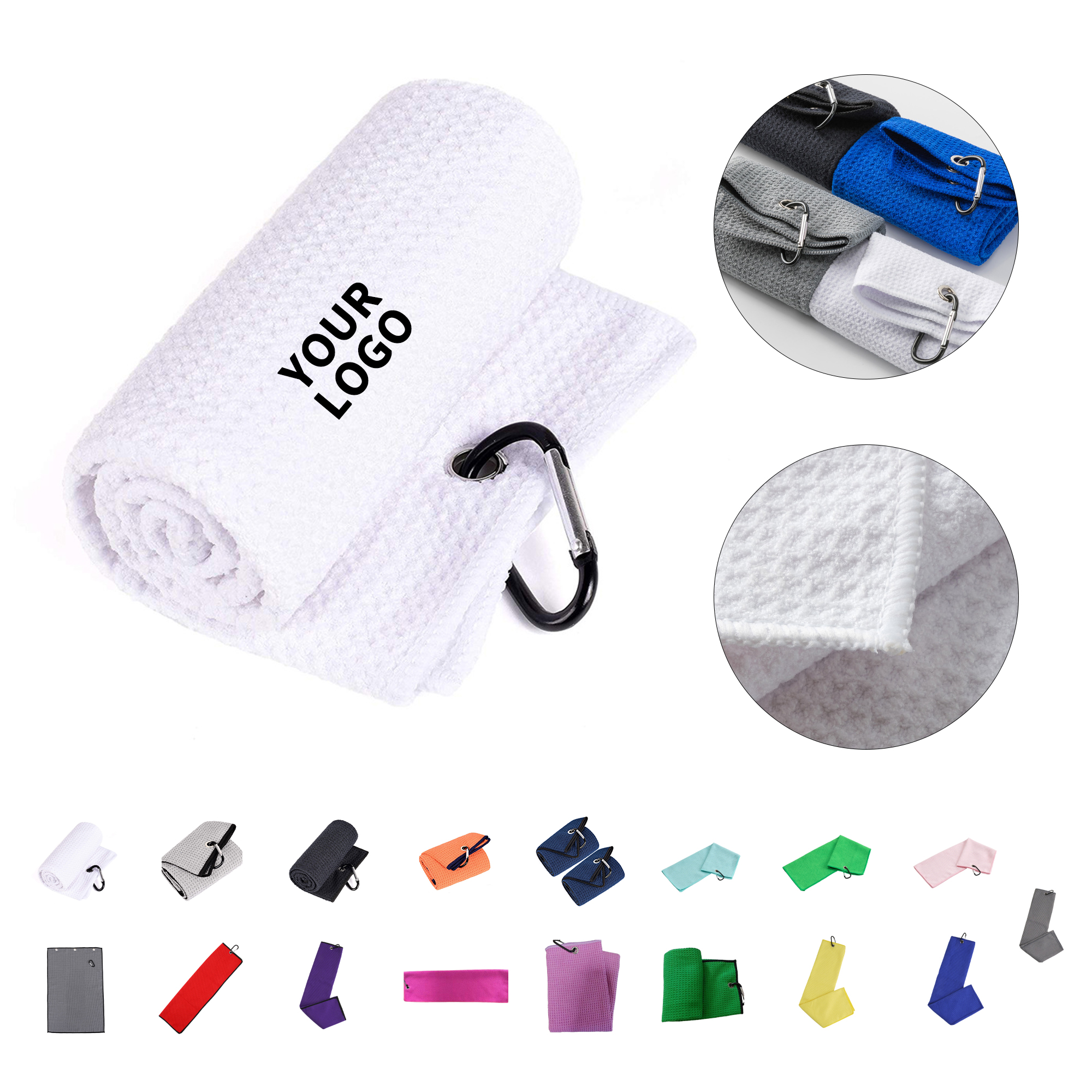 Microfiber Waffle Towel With Metal Clip 23.7" x 15.8" 400 Gsm 2