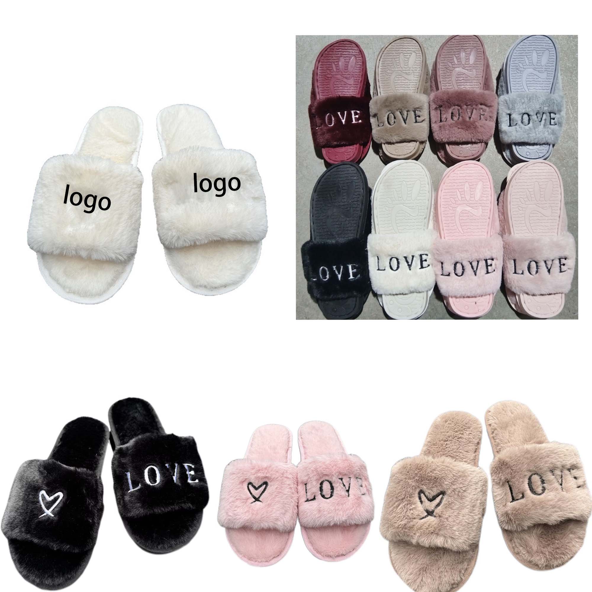 MOQ 50 pcs Faux Rabbit Fur Home Slippers 4