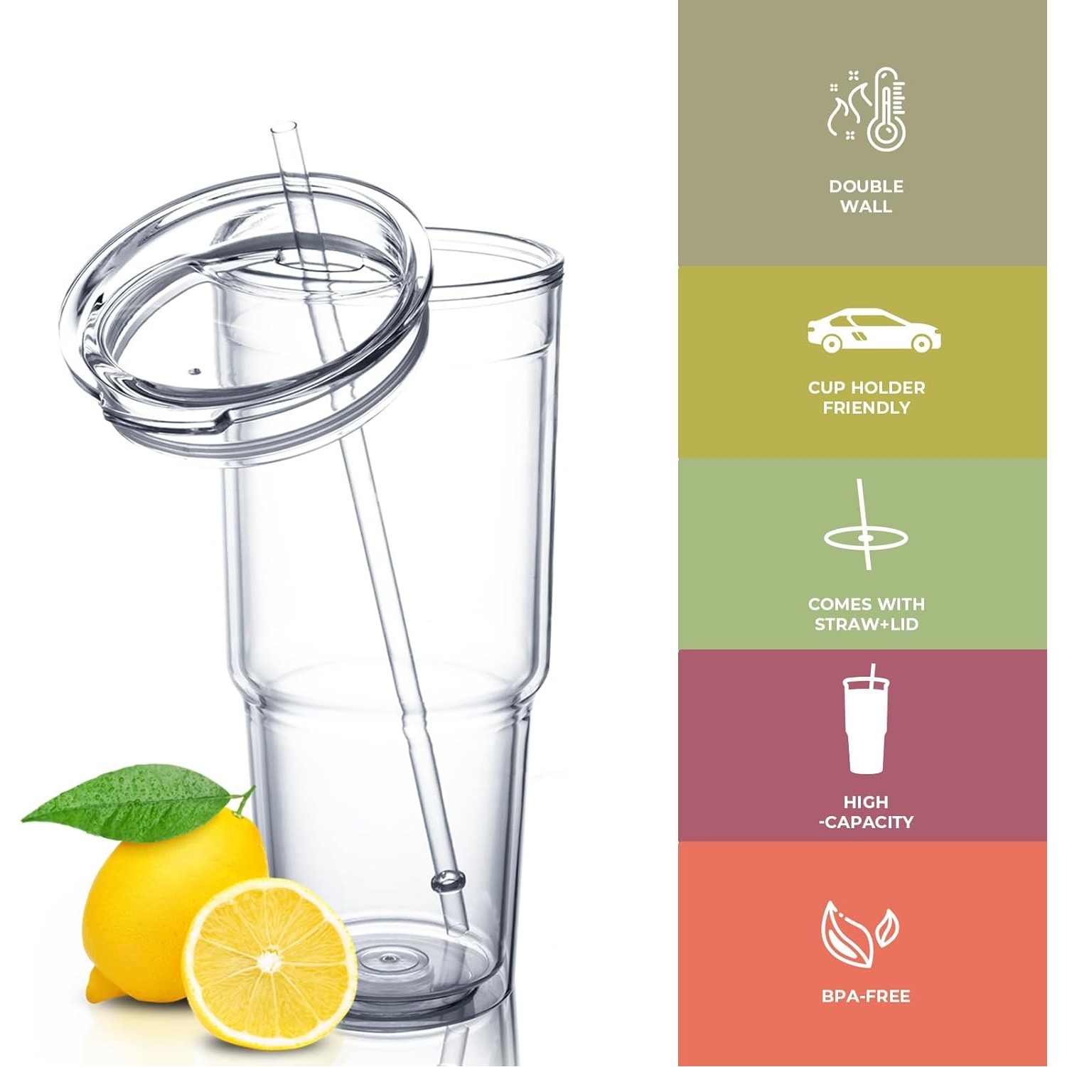 30oz Classic Insulated Tumblers,Double Wall Acrylic Tumbler with LidReusable Plastic Insulated 2