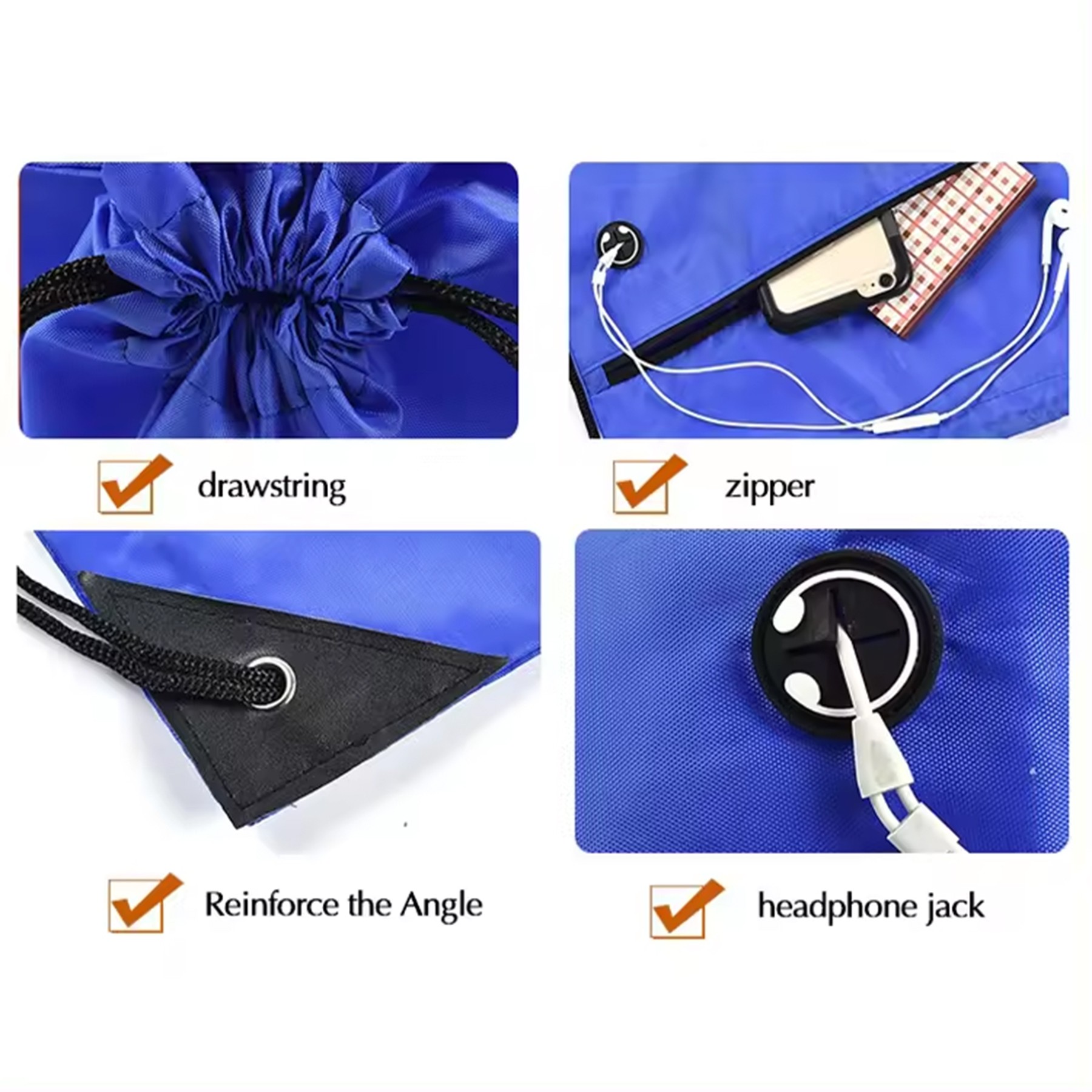 Zipper Pocket Drawstring Bag Packs 1