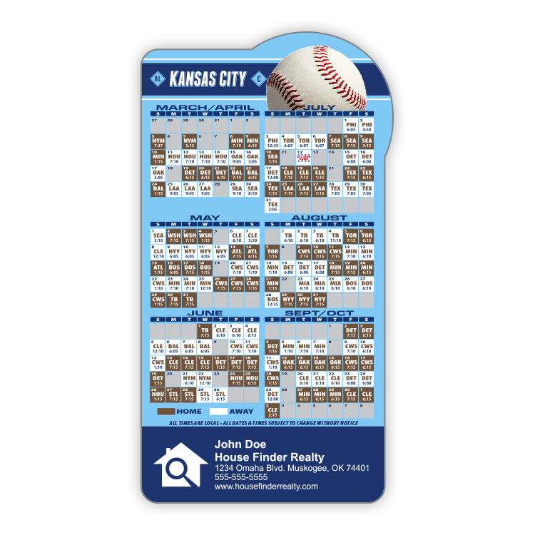 Magnet Sport Schedules - Baseball Shape (3.875x7.25) - 20 mil. 3