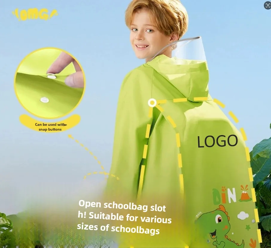 Waterproof Kids Rain Poncho with Hood 7