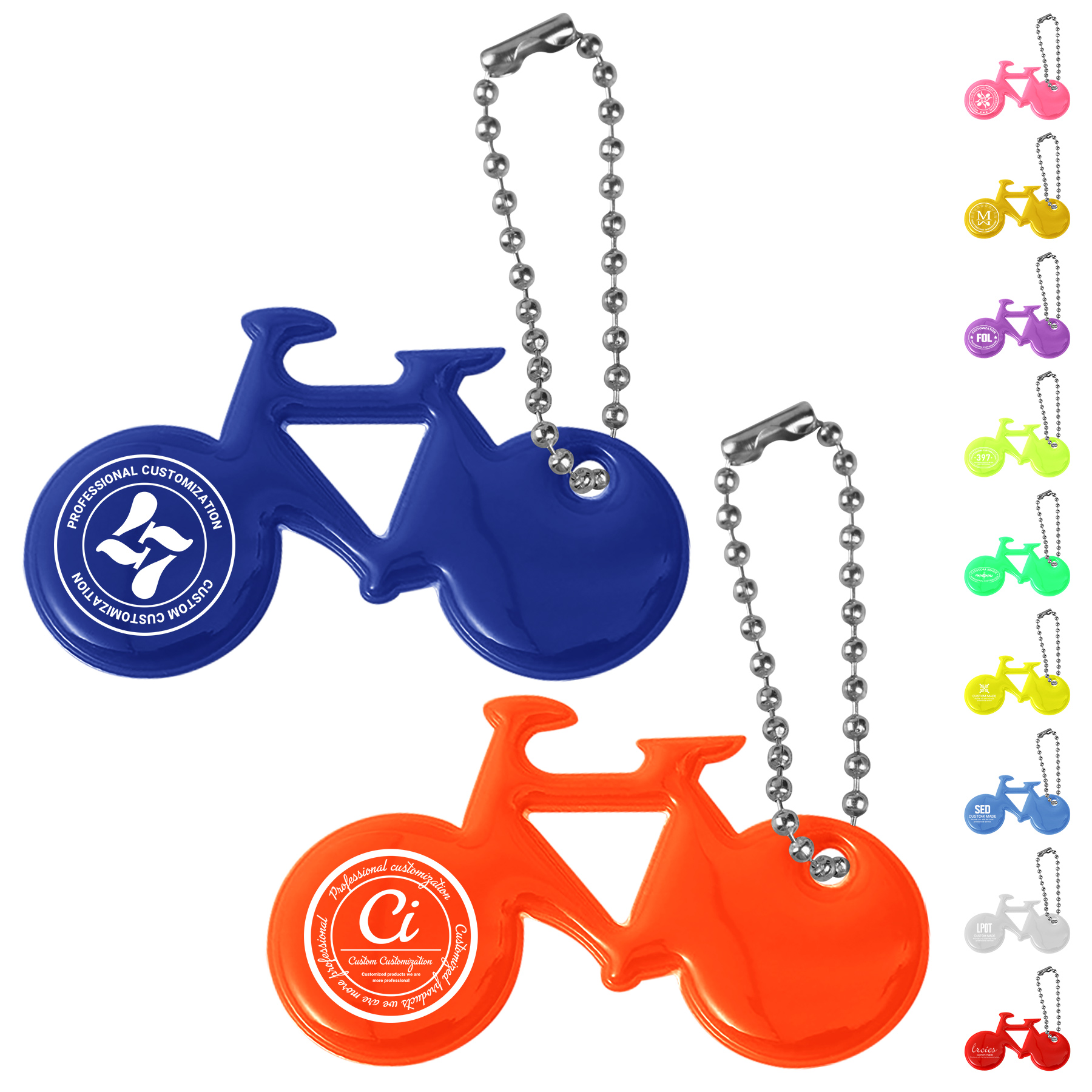 Bicycle Shaped Safety Reflective Keychain Zipper Pull 7
