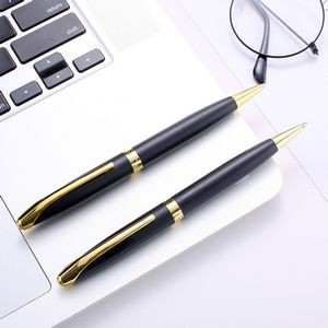 Black Metallic Retractable Cap Ballpoint Pens 12