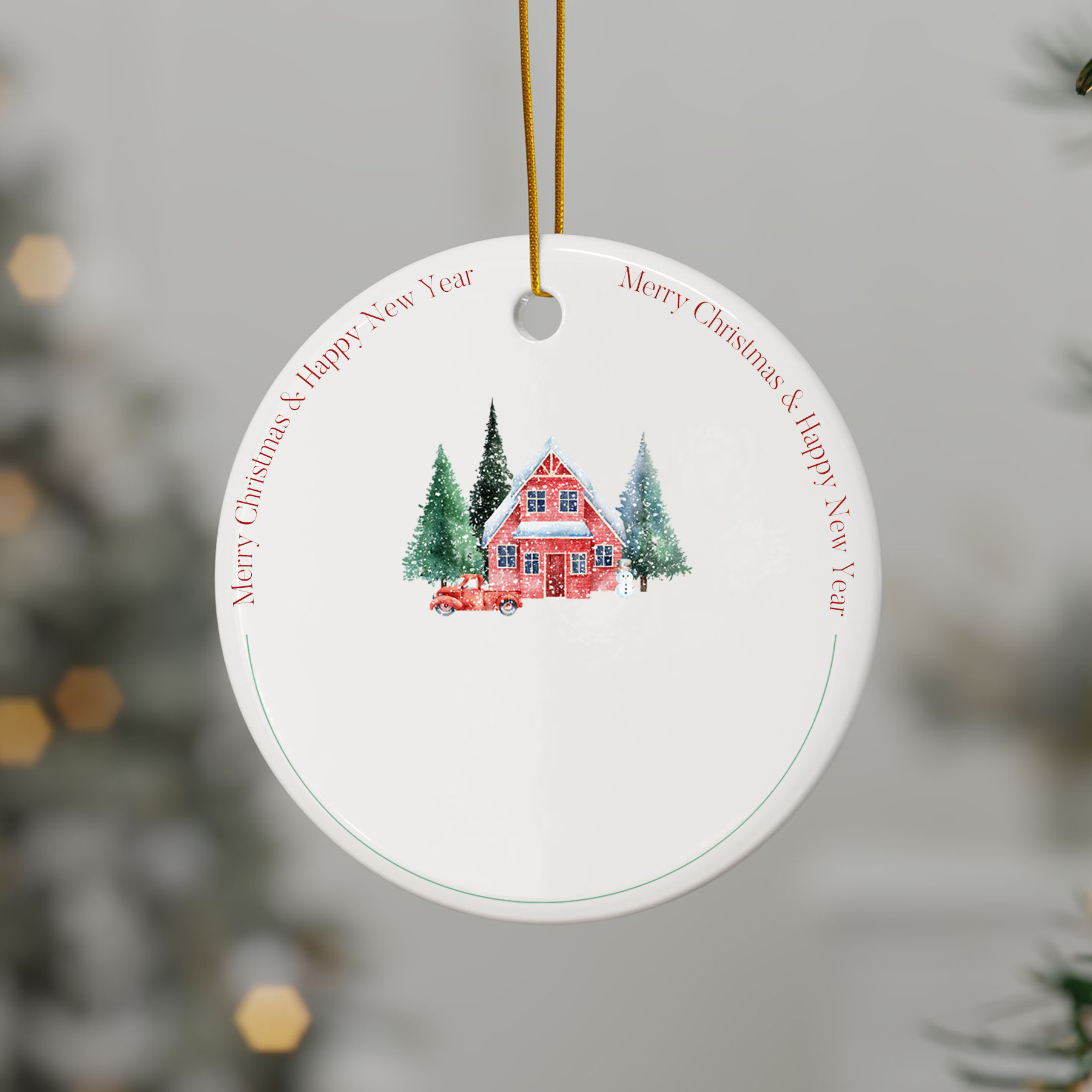 3 Inch Christmas Ceramic Ornaments-Round 4