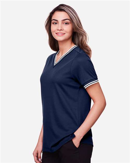 Women's CrownLux Performance® Plaited Tipped V-Neck Shirt - DG20CW 15