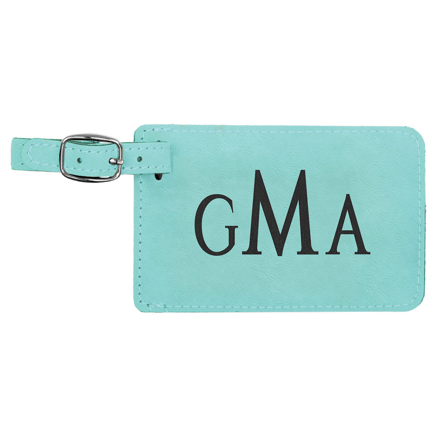4 1/4" x 2 3/4" Teal Leatherette Luggage Tag 1