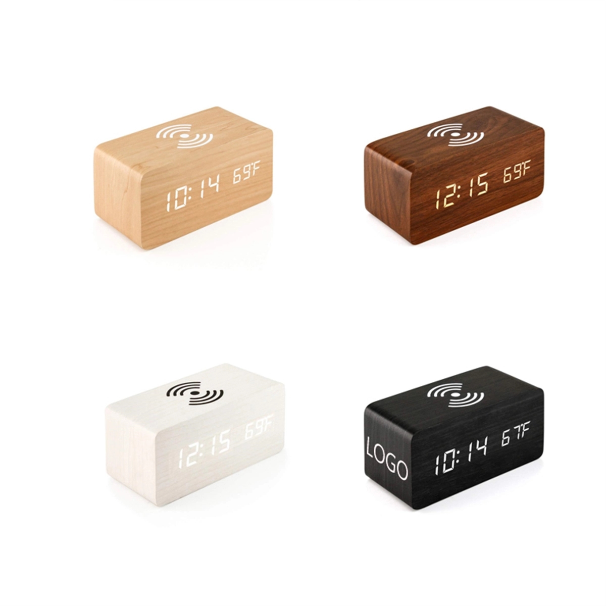 Digital Wooden Alarm Clock with Wireless Charging 5