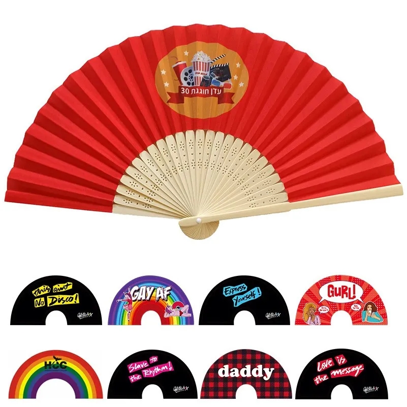 Folded Polyester Bamboo Fans 3