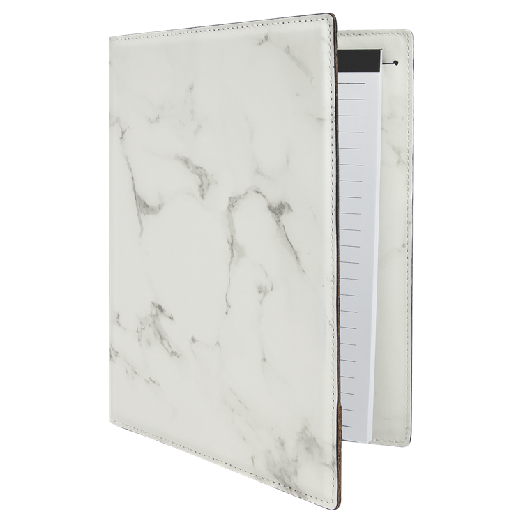 7" x 9" White Marble Leatherette Small Portfolio with Notepad 4