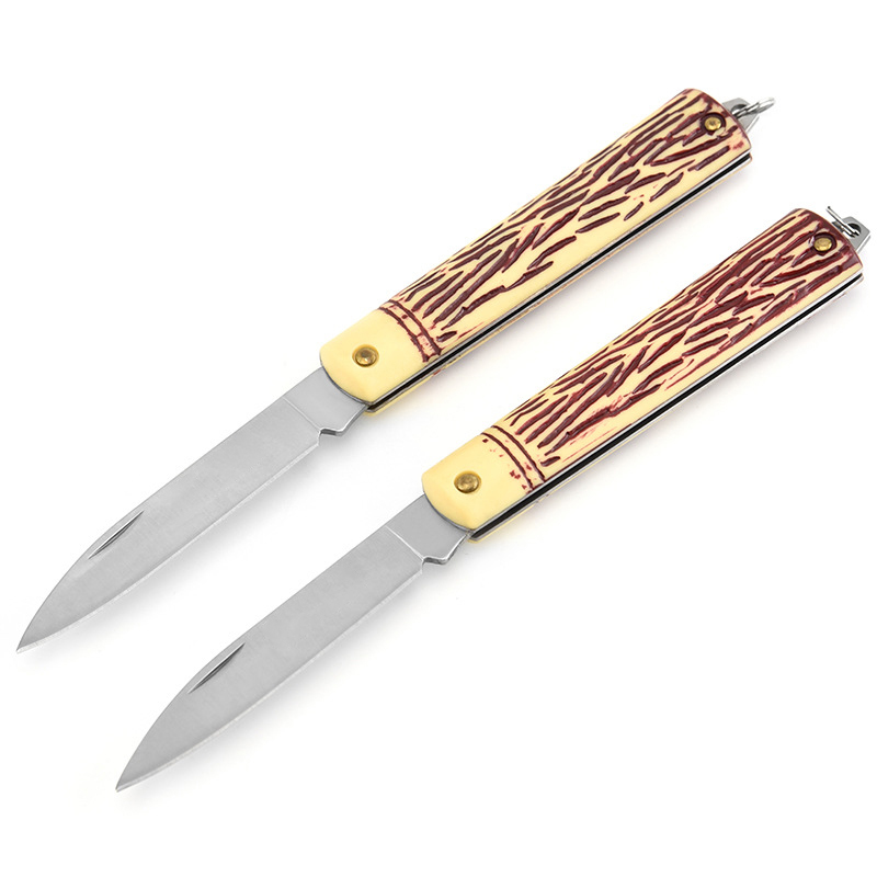 Stainless Steel Folding Pocket Knife with Wood Grain Handle 6