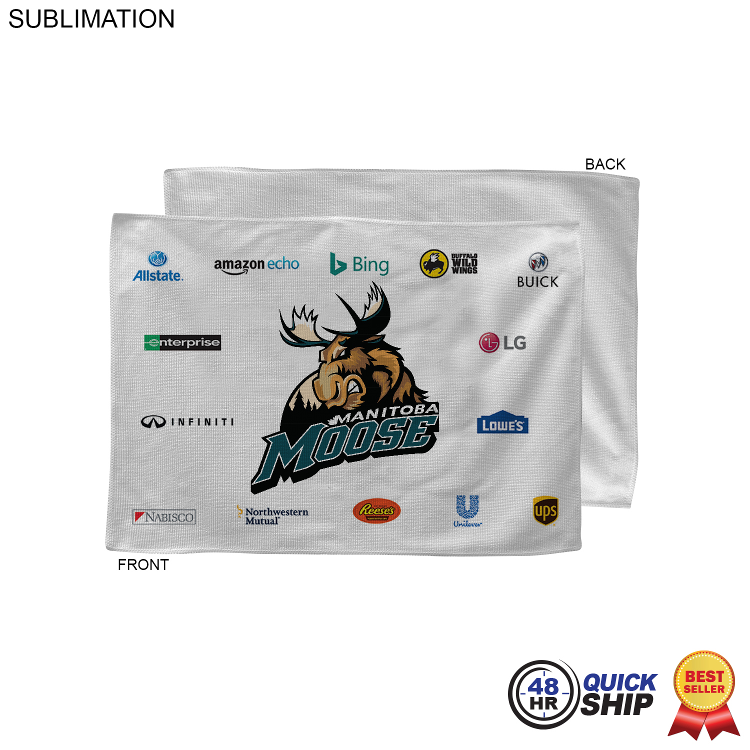 48 Hr Quick Ship - White Microfiber Dri-Lite Terry Sponsorship Rally Towel, 12x18, Sublimated 11