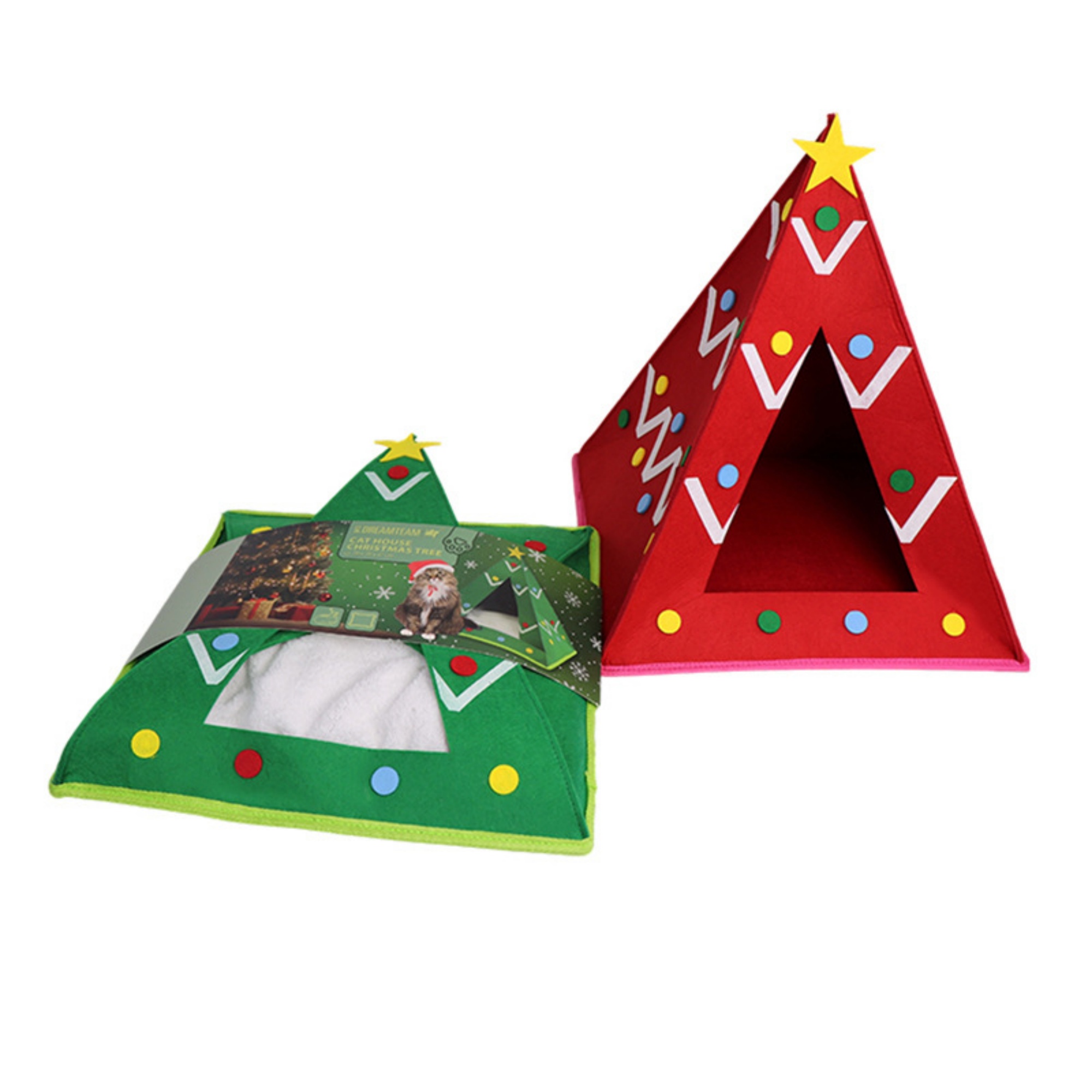 Felt Christmas Color Cat Bed Pet Nest 2