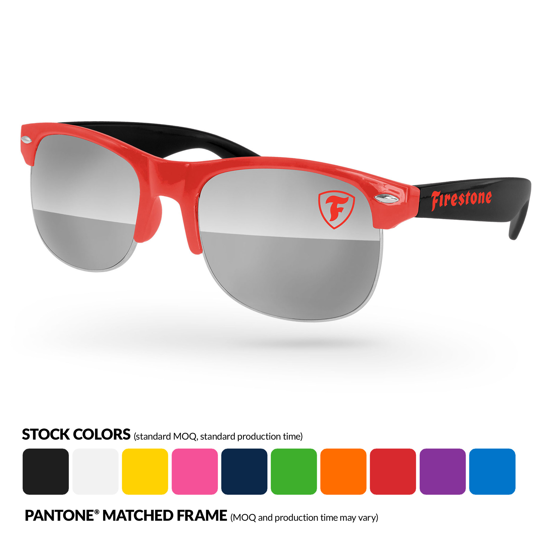 2-Tone Club Sport Mirror Sunglasses w/ Temple Imprint 8