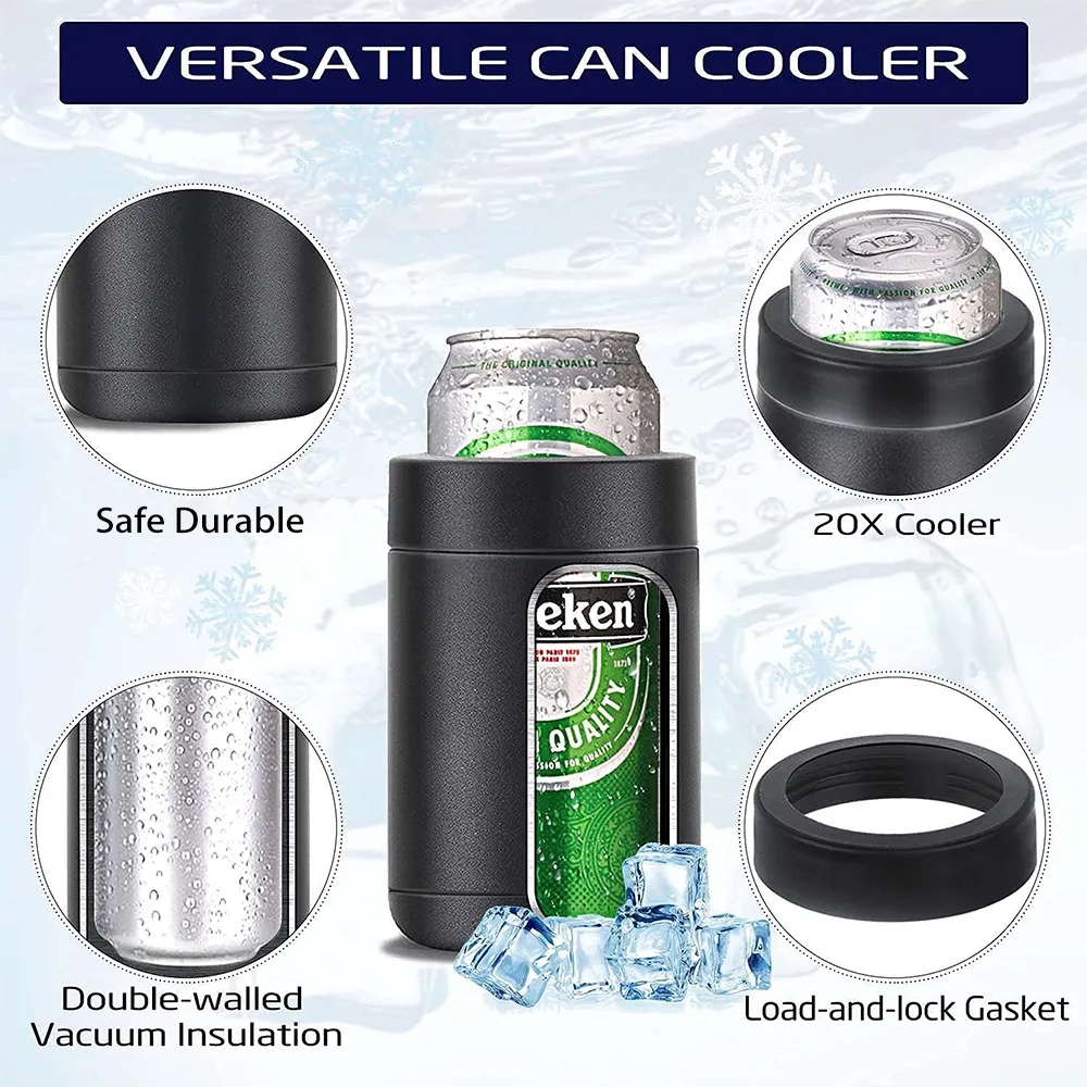 12 oz 14 oz Vacuum Insulated Beer Can and Bottle Cooler with Bottle Opener 13
