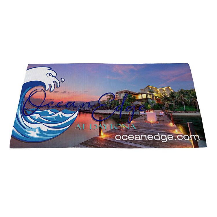 "AQUA" 30" x 60" Full Color Recycled RPET Waffle Weave Sand Free Beach/Yoga Towel 10