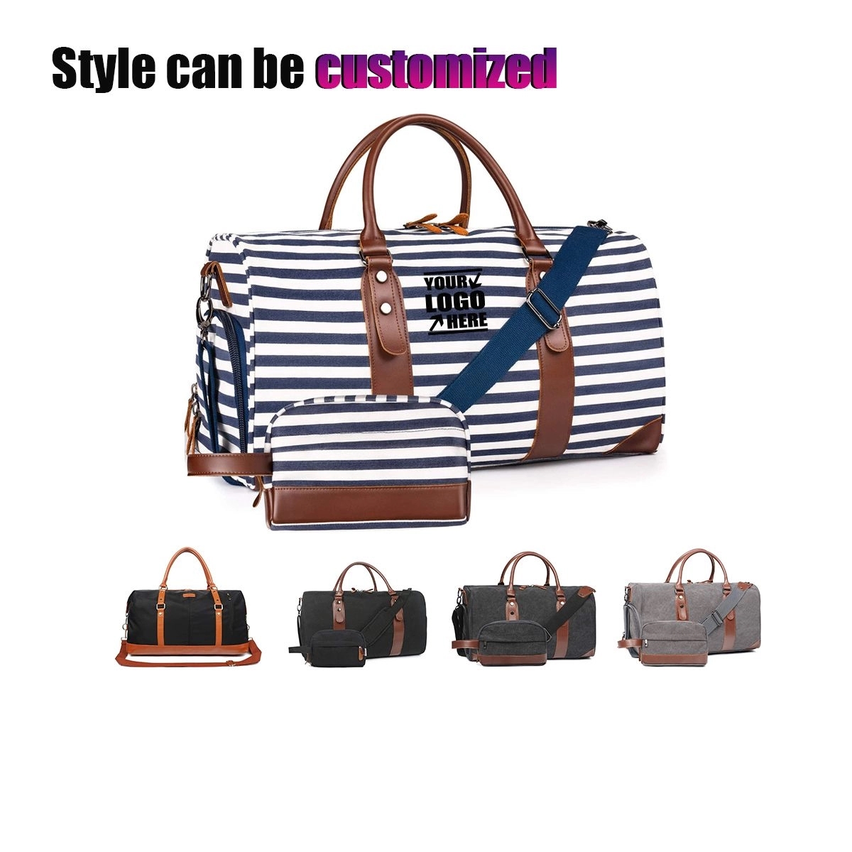 Canvas Leather Weekender Overnight Carry On Tote Bag 5