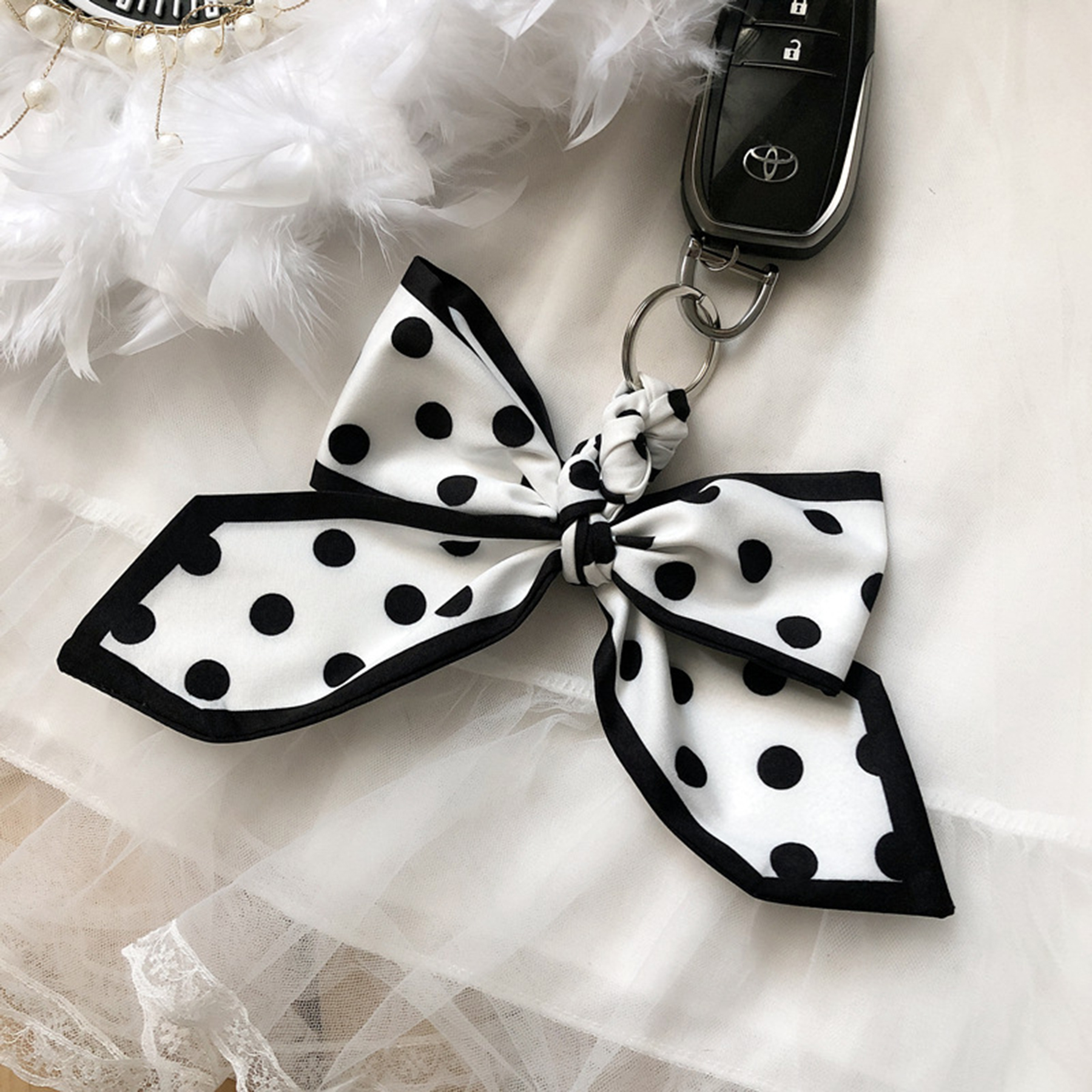 Handmade Ribbon Bow Keychain 2