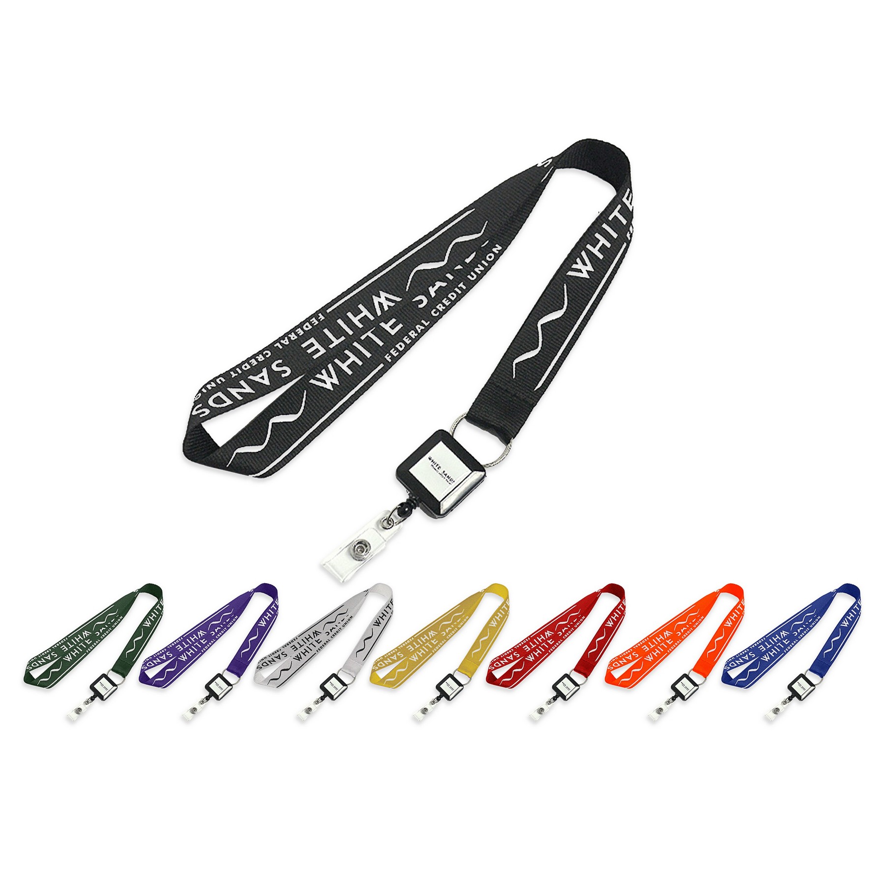 Lanyard 1"x36" Polyester Screen Printed with Custom Badge Reel 1