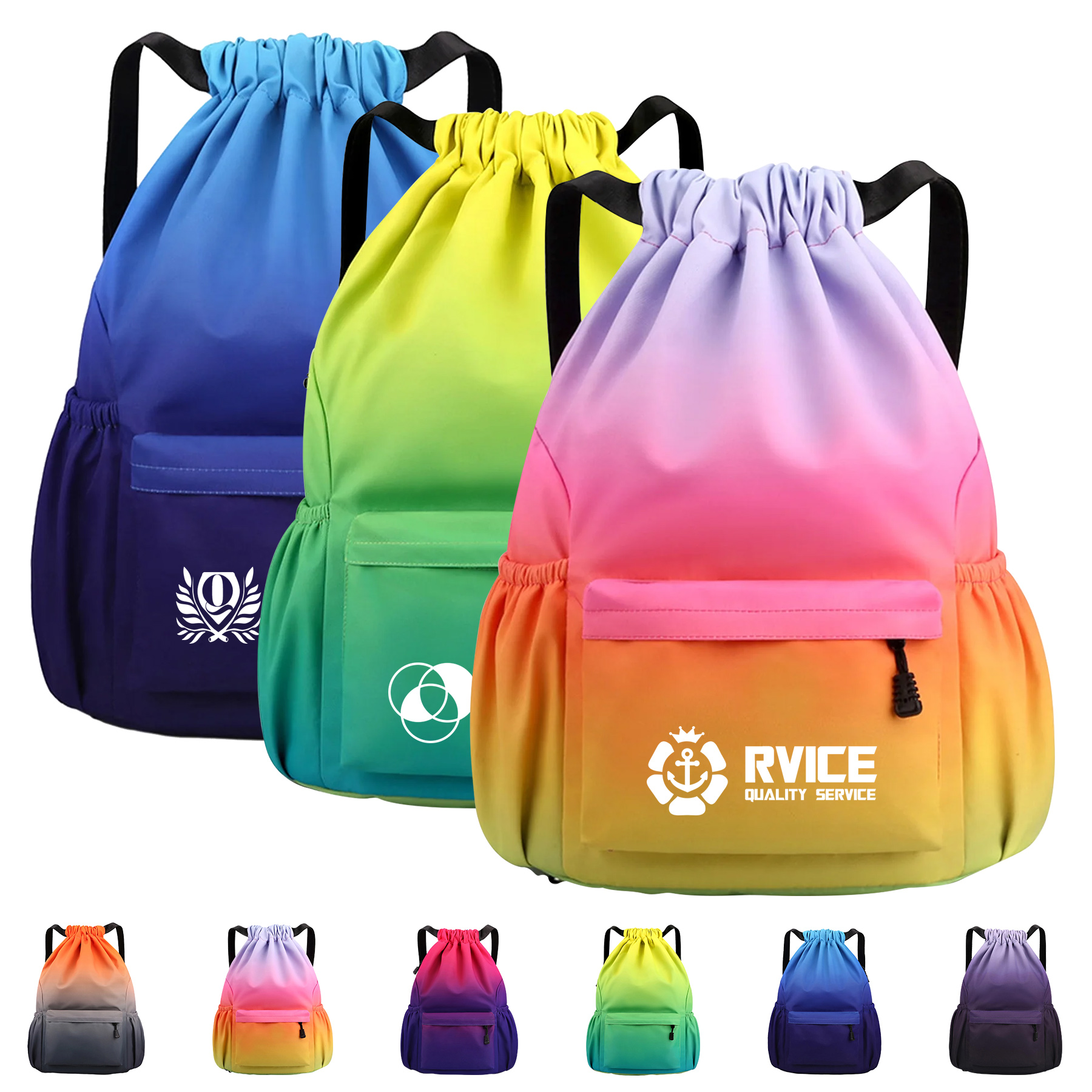 Waterproof Wide Shoulder Straps Colorful Drawstring Sports Backpack 1