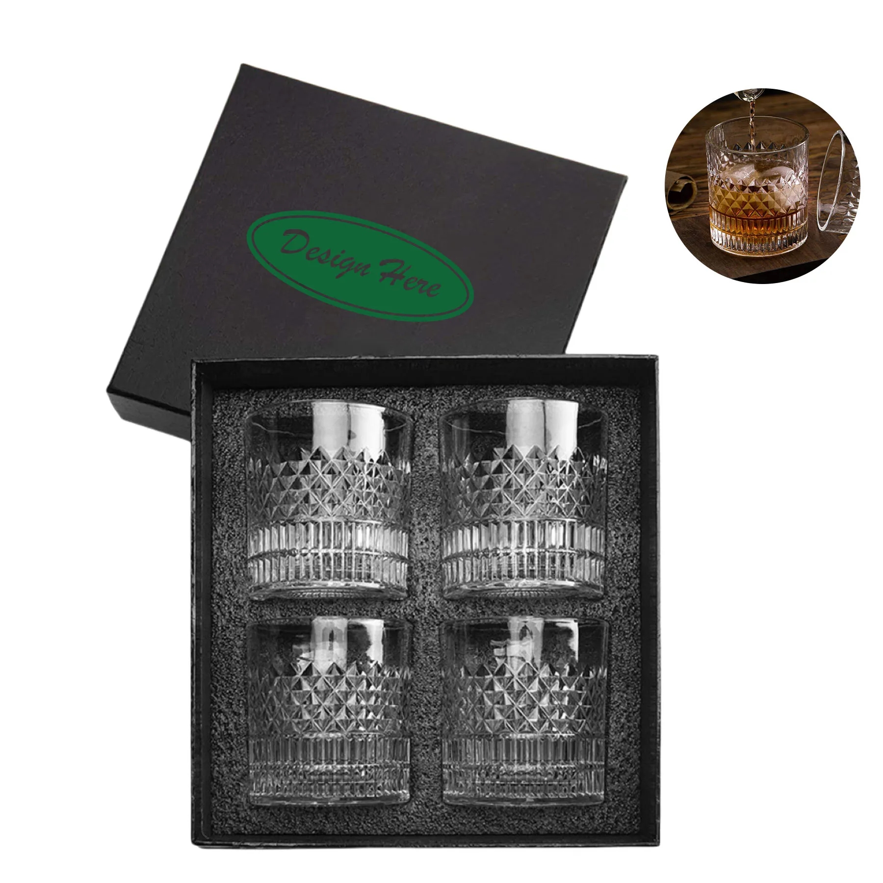 Whiskey Glasses Set of 4 Gift Box 4