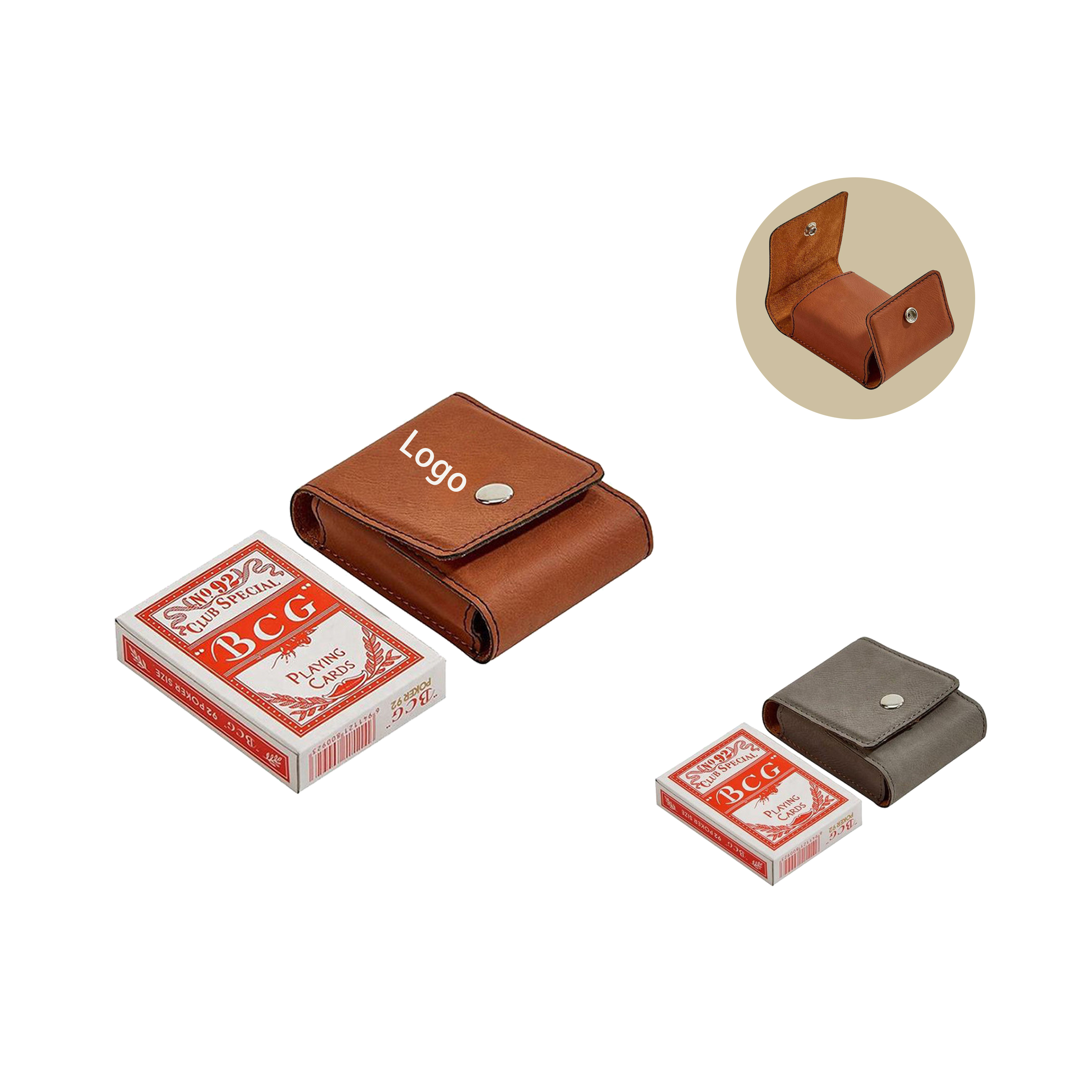 Vegan Leather Playing Card Holder with Card 4