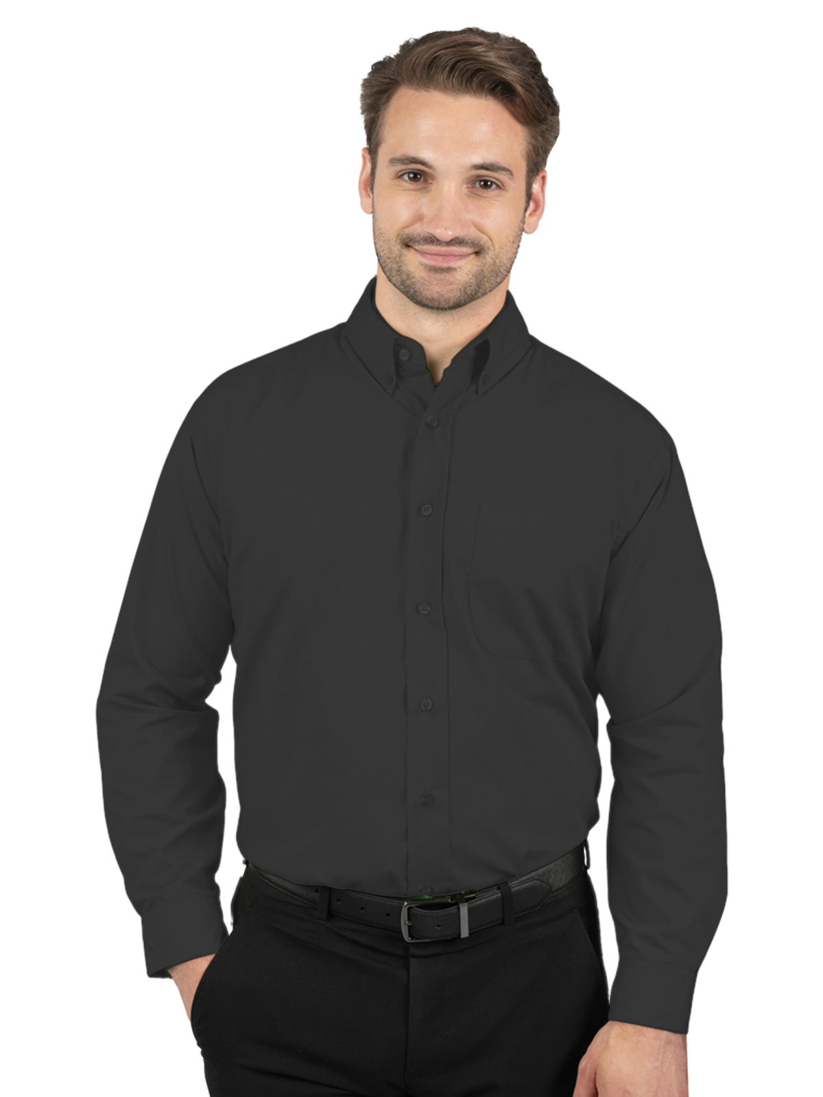 Blue Generation - Men's 1-Pocket Matching Buttons Poplin Shirt 16