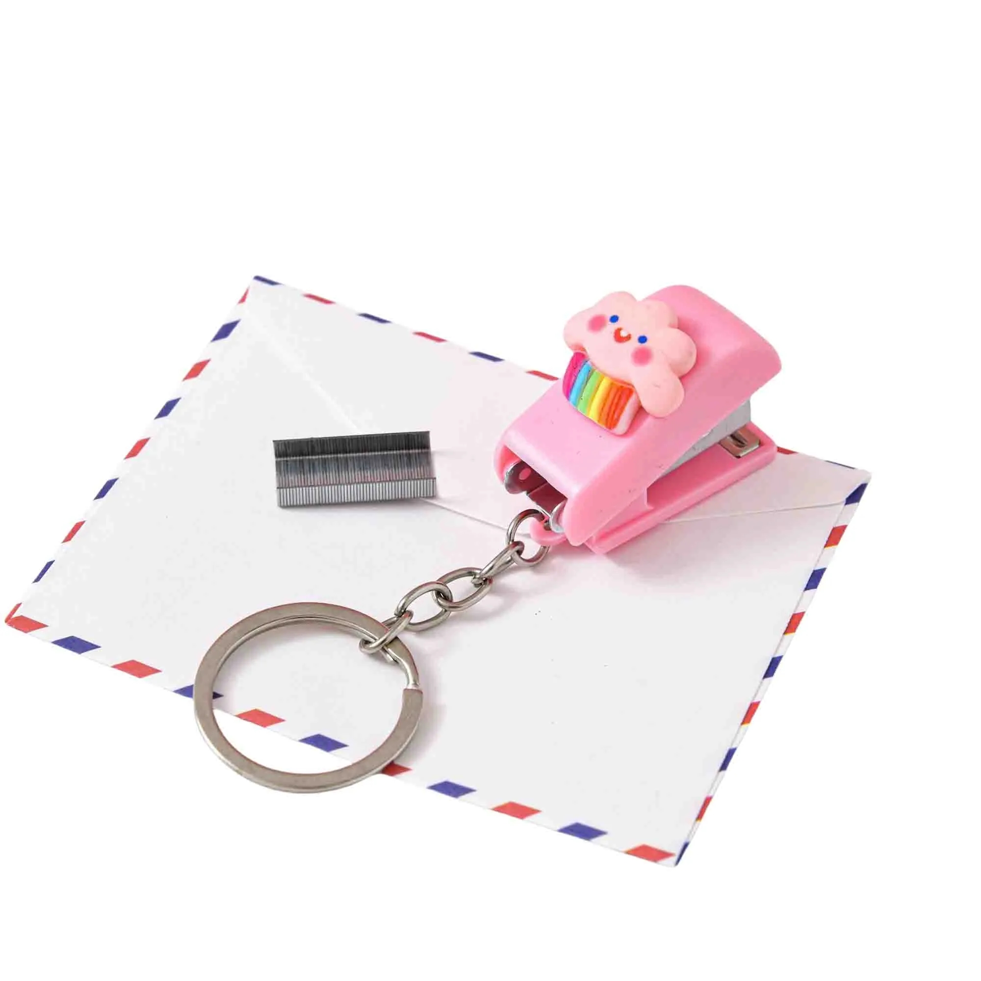 Portable Cartoon Mini Stapler With Keychain 3