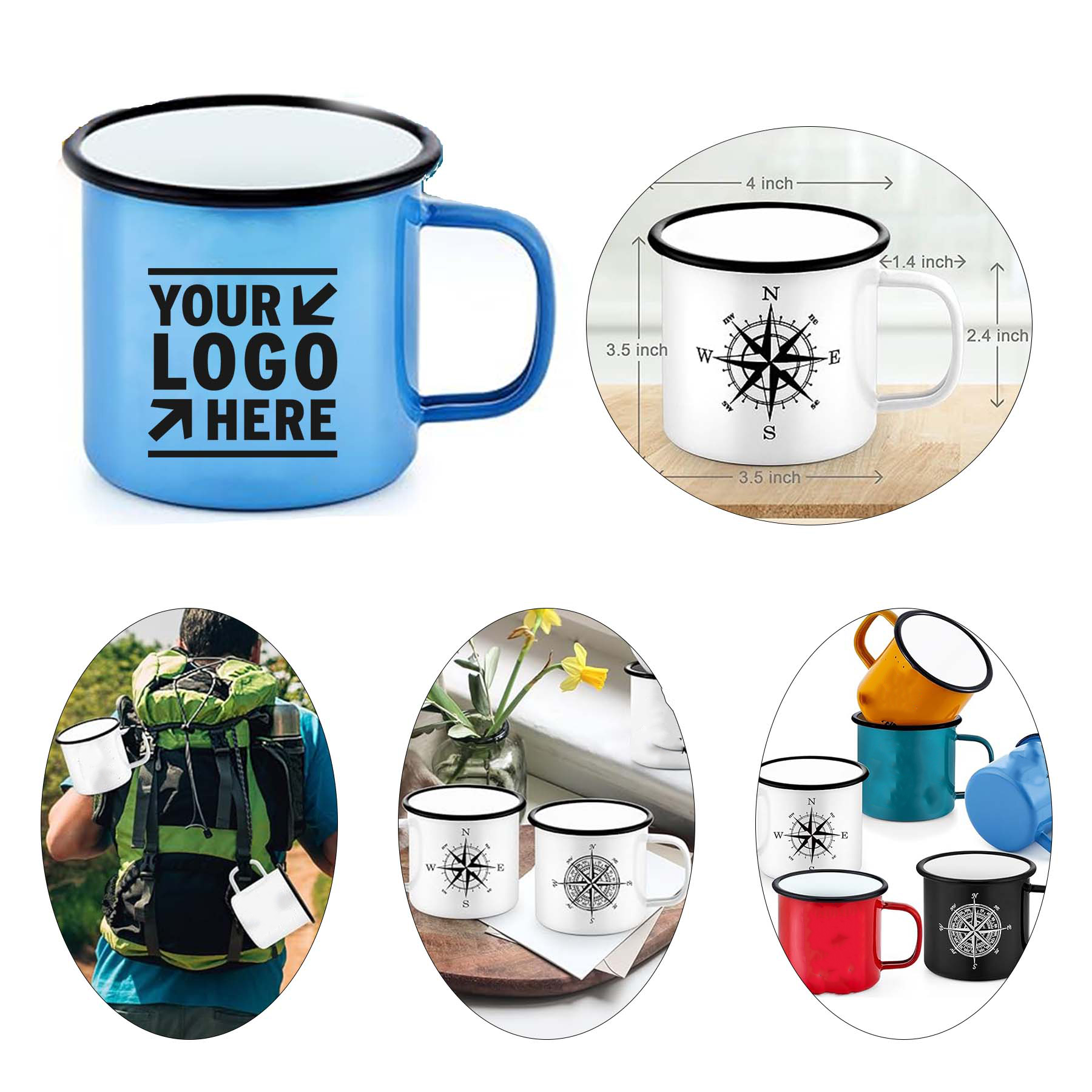 16OZ Portable Enamel Camping Hiking Mug Outdoor Coffee Milk Beer Tea Cup Ideal Christmas Gift 2