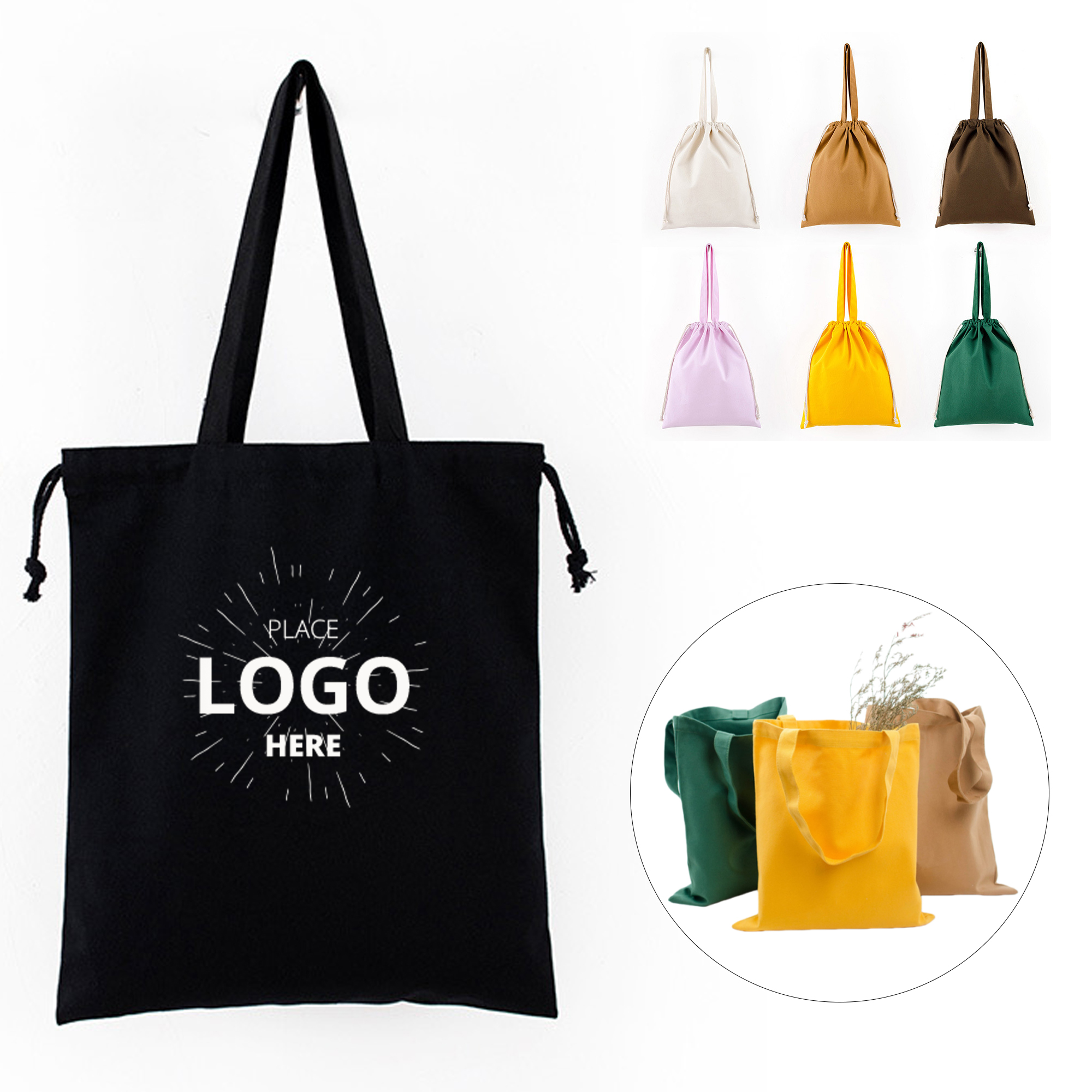 Drawstring Canvas Tote Bag 1