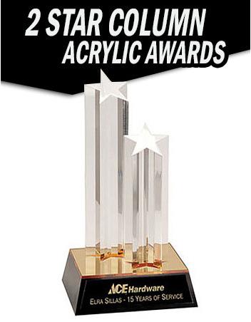 Acrylic 9.5" 2-Star column with Gold/Black base 2