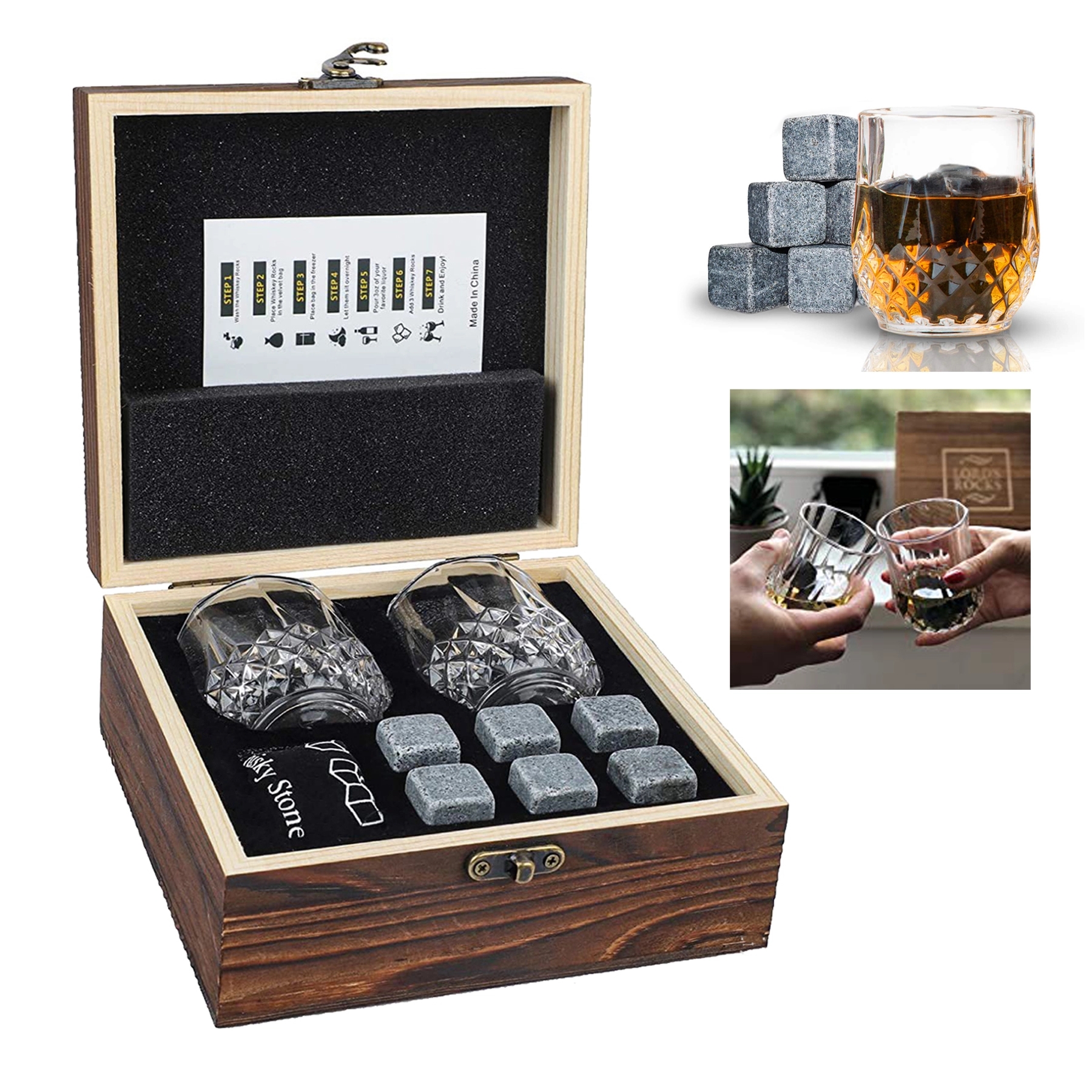 Whiskey Glass Set With Wooden Gift Box 2